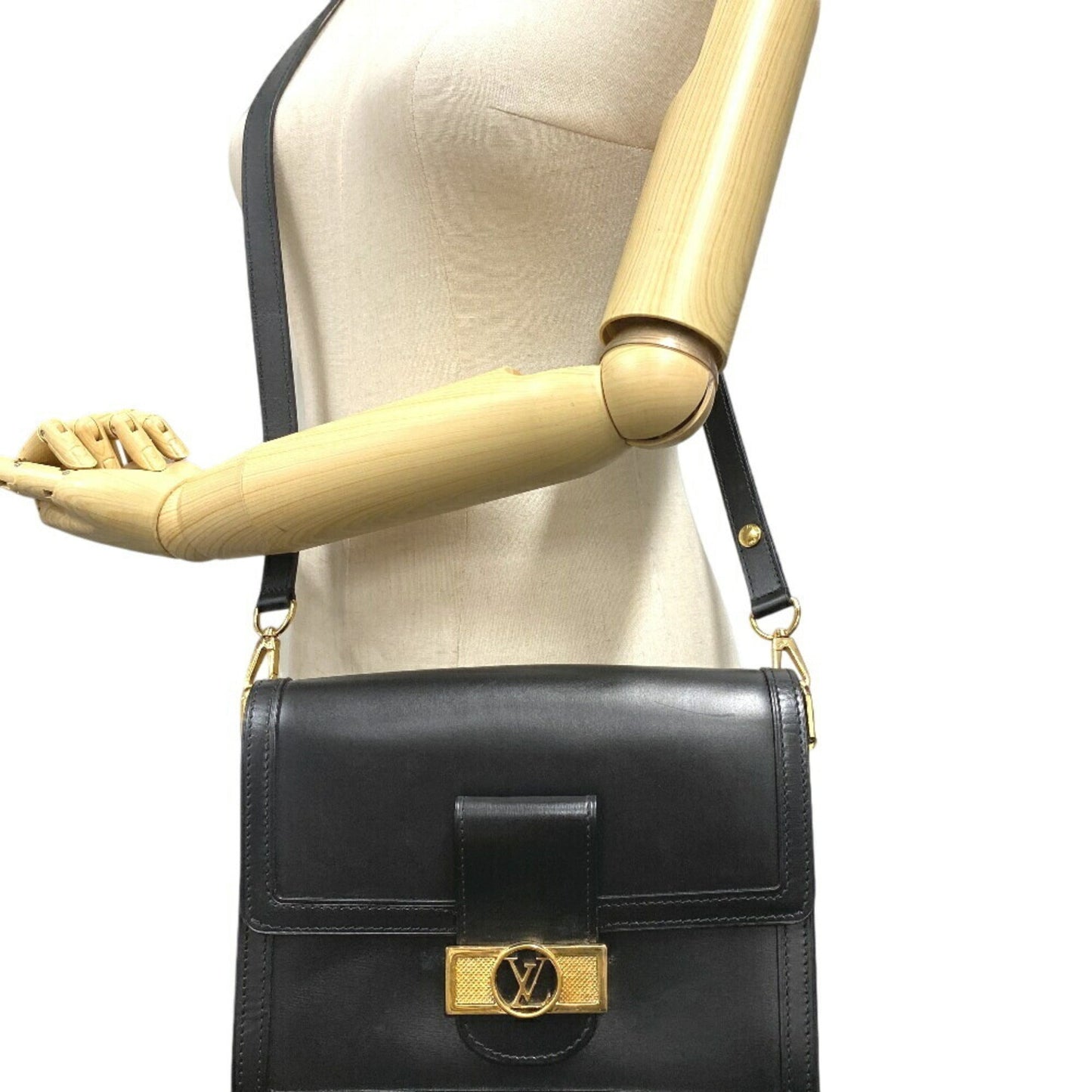 Louis Vuitton Black Gold Leather Shoulder Bag