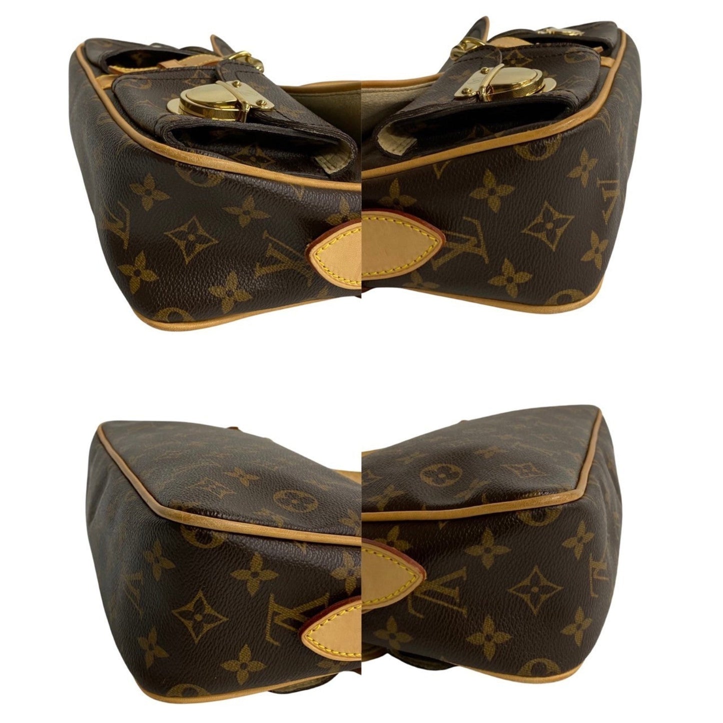 Louis Vuitton Brown Gold Leather Pvc Shoulder Bag Tote Bag