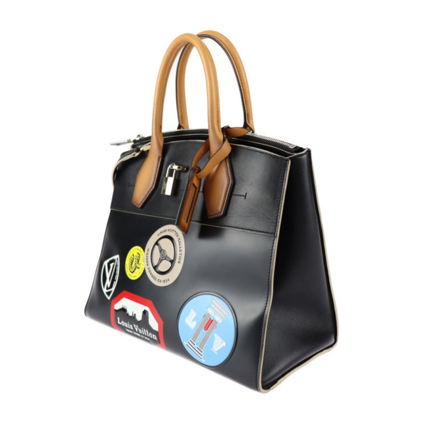 Louis Vuitton Black Multi-Color Leather Handbag Shoulder Bag Tote Bag