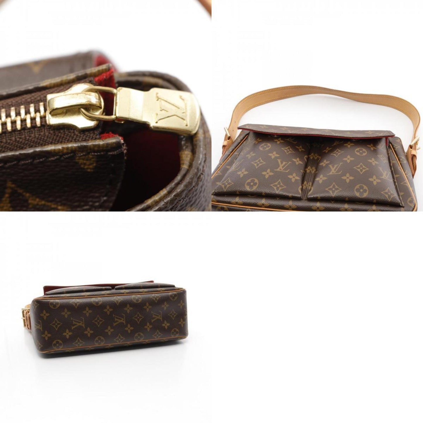 Louis Vuitton Brown Coated Canvas Leather Shoulder Bag