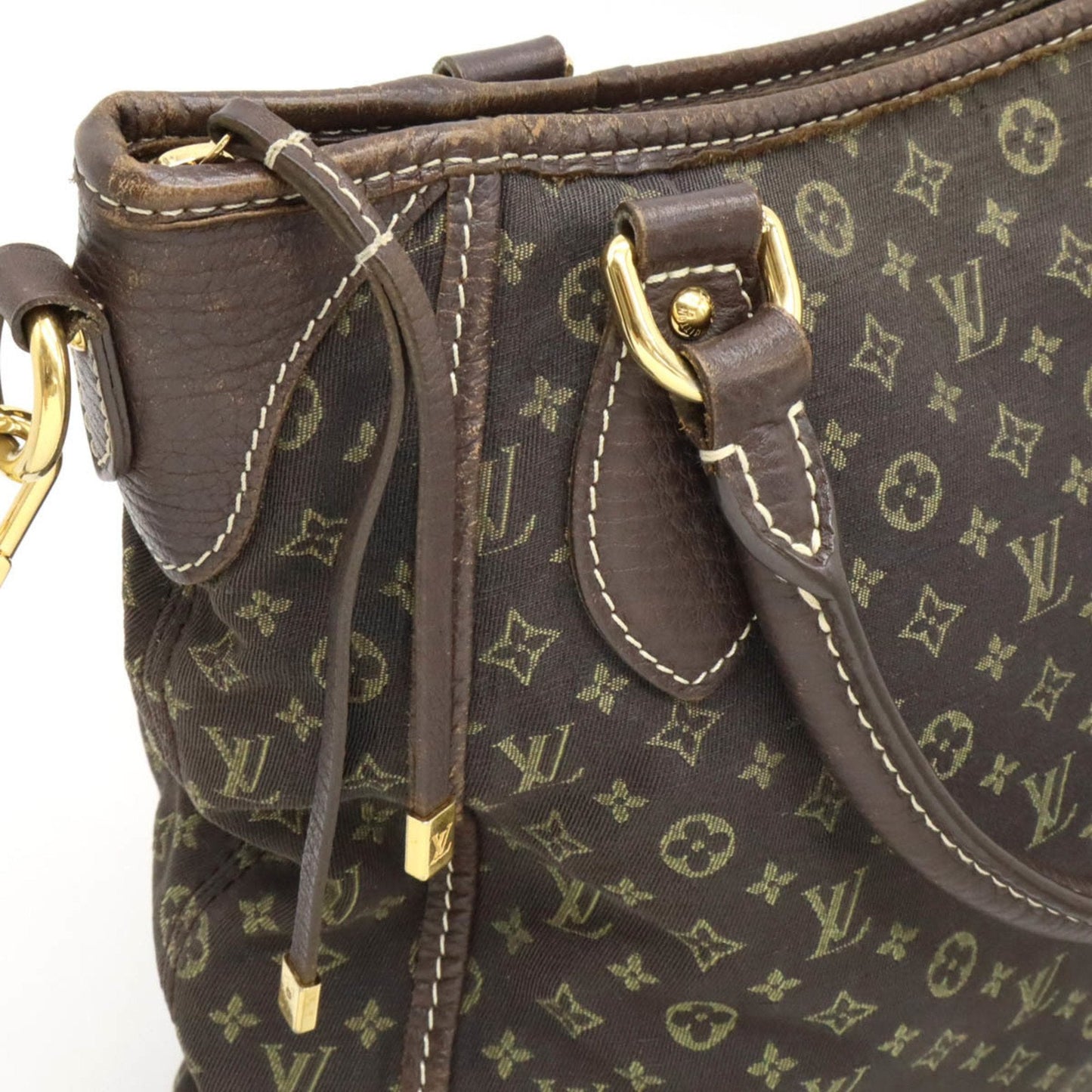 Louis Vuitton Monogram Mini Lin Ebene Canvas Leather Shoulder Bag Tote Bag