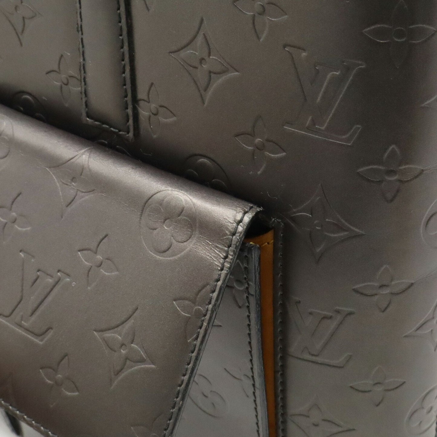 Louis Vuitton Black Noir Monogram Mat Leather Shoulder Bag Tote Bag