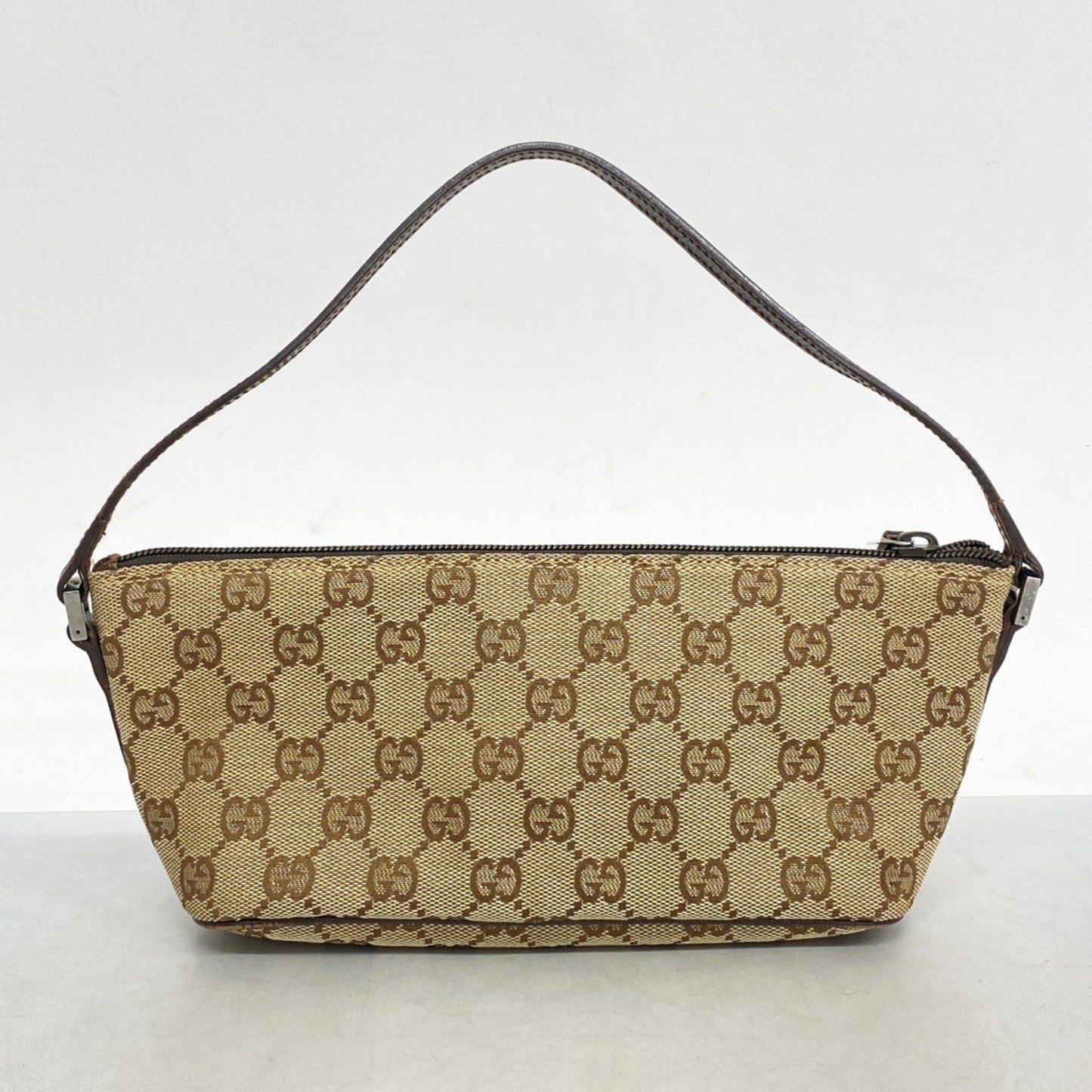 Gucci Brown Canvas Leather Pouch