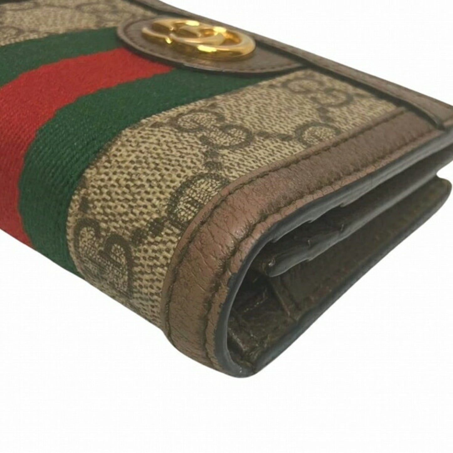 Gucci Beige Dark Brown Gg Supreme Leather Wallet (Bi-Fold)