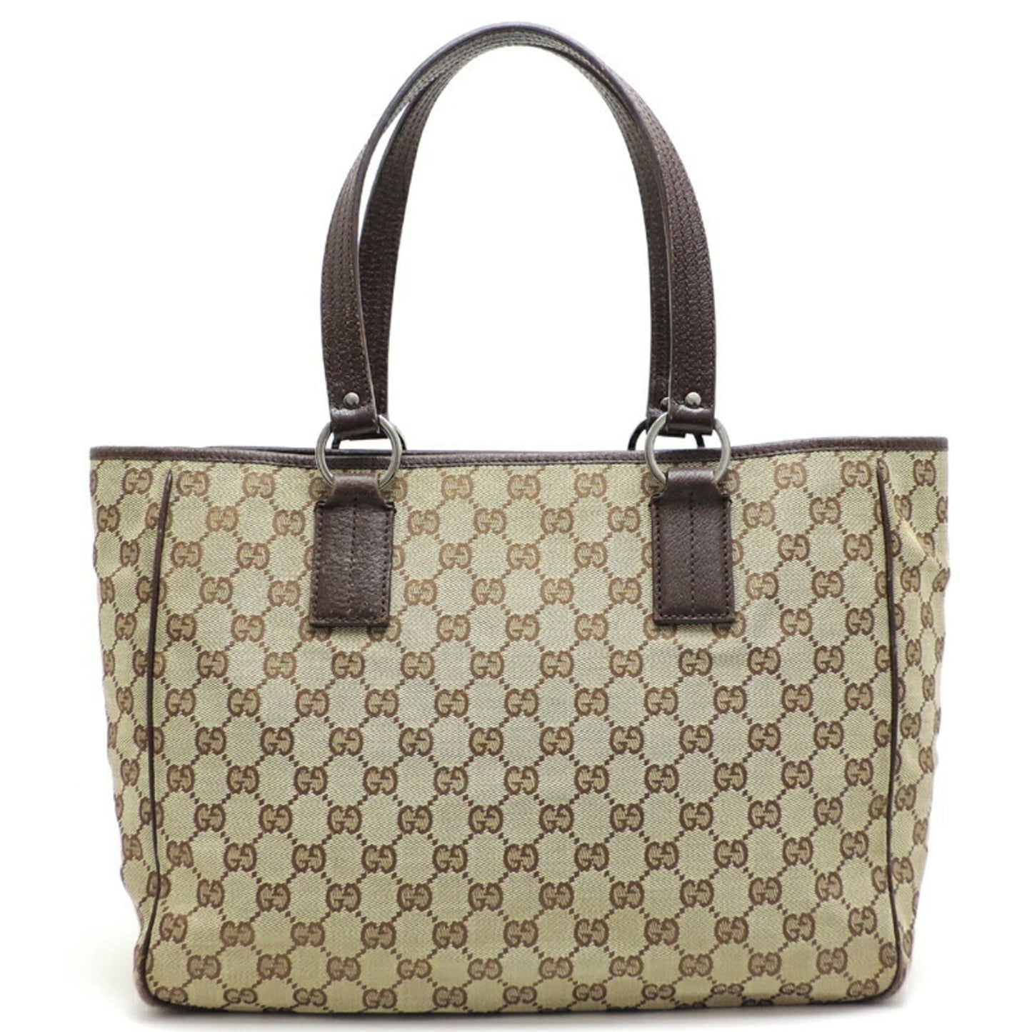 Gucci Gg Canvas Beige Brown Gg Canvas Leather Tote Bag ()