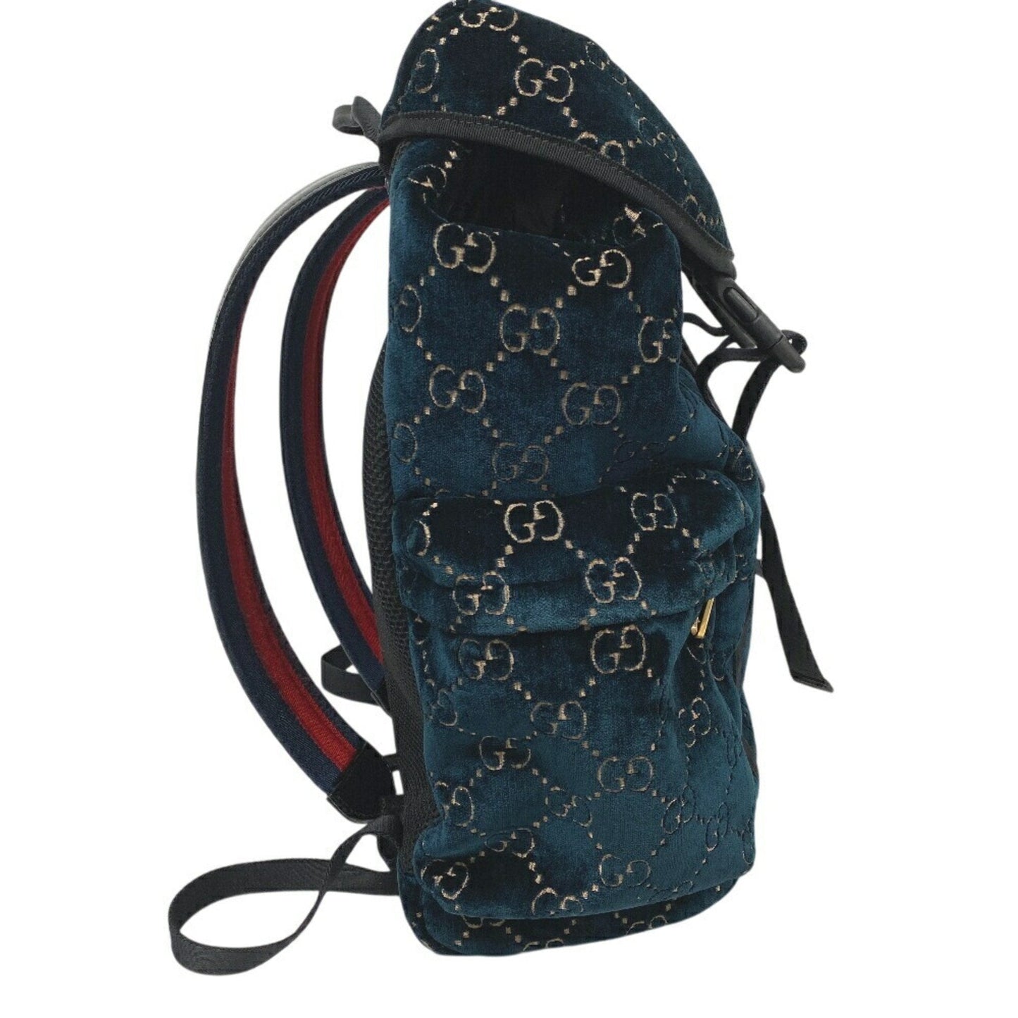 Gucci Black Green Leather Nylon Backpack