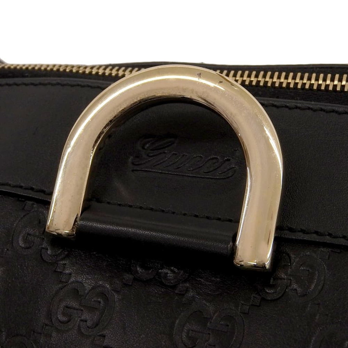 Gucci Black Leather Boston Bag Handbag