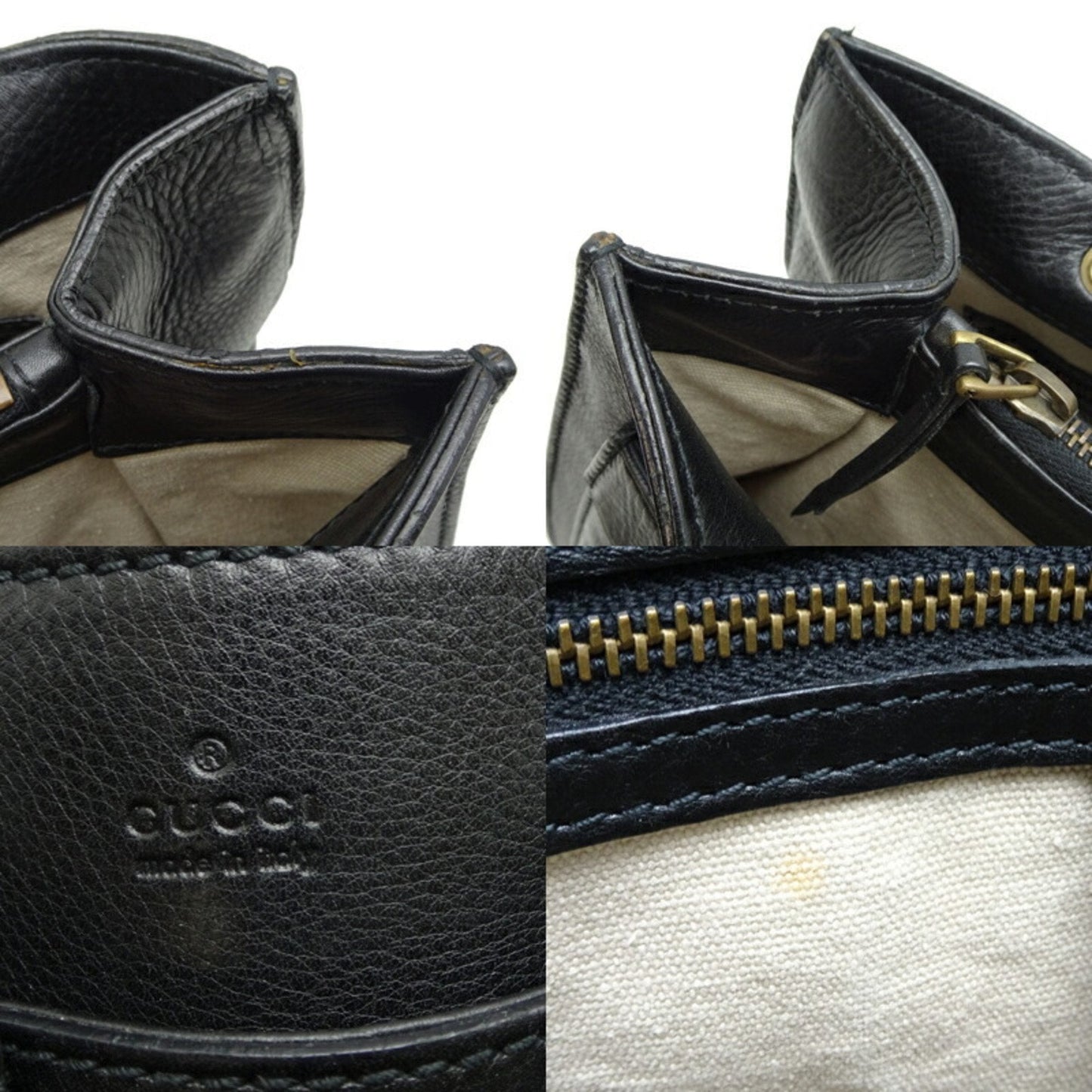 Gucci Black Bamboo Leather Handbag Tote Bag