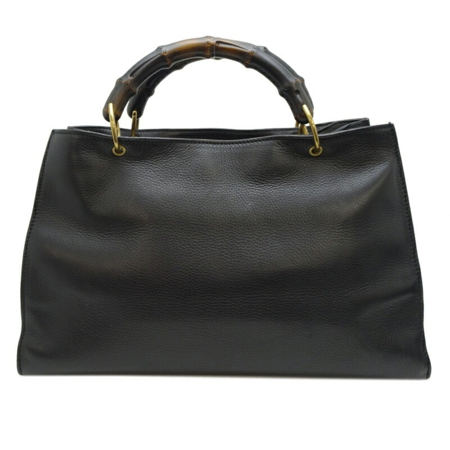 Gucci Black Bamboo Leather Handbag Tote Bag