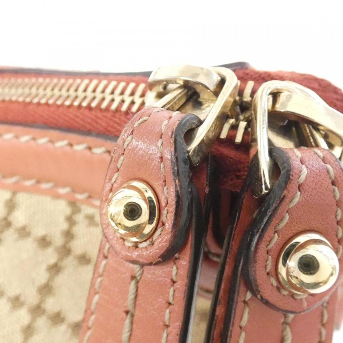 Gucci Beige Pink Canvas Leather Handbag Shoulder Bag