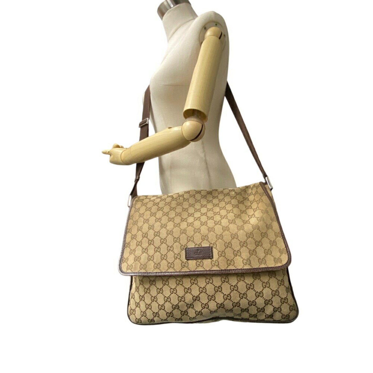 Gucci Gg Canvas Brown Gg Canvas Leather Shoulder Bag