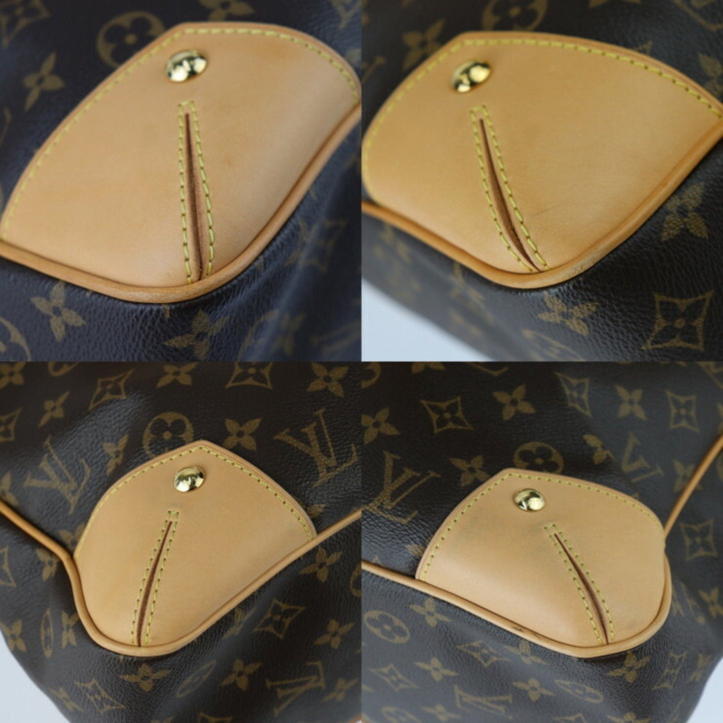 Louis Vuitton Brown Pvc Leather Handbag Shoulder Bag Tote Bag
