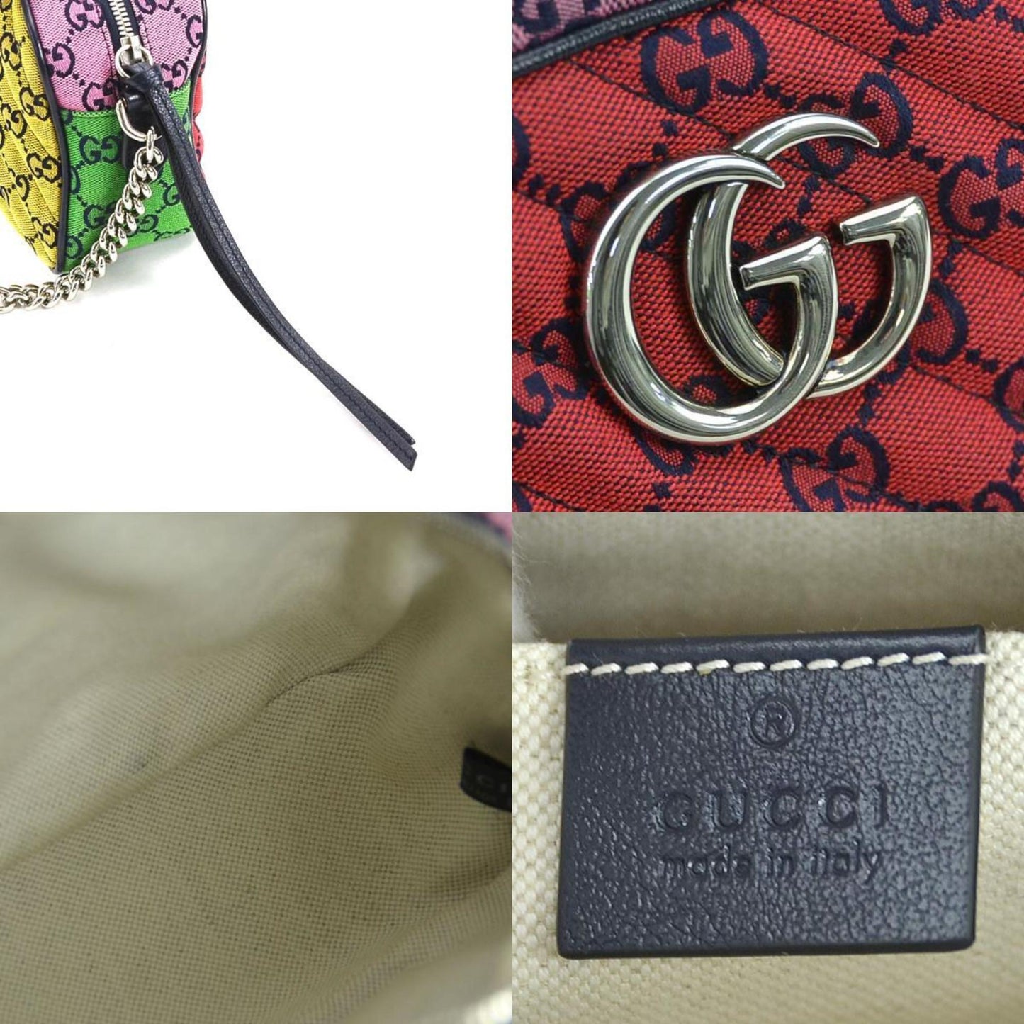 Gucci Multi-Color Navy Gg Canvas Leather Shoulder Bag