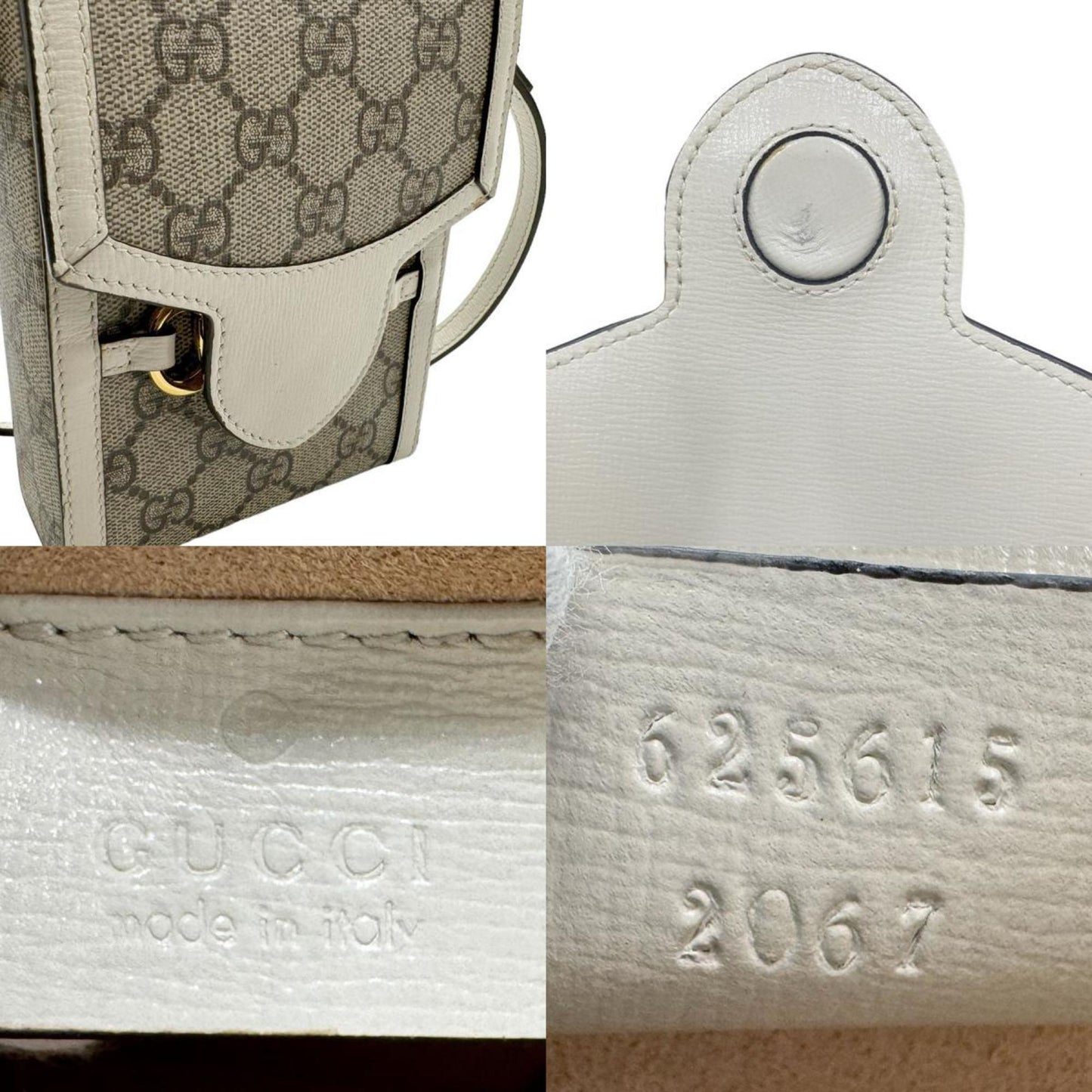 Gucci Horsebit Brown White Gg Supreme Leather Shoulder Bag