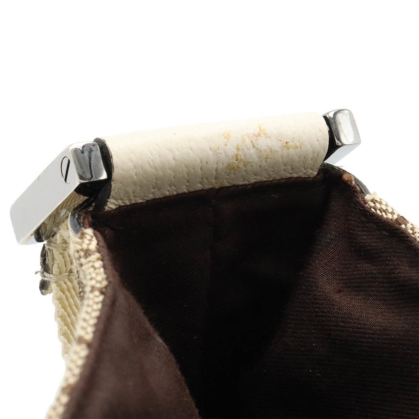 Gucci Beige Ivory Canvas Leather Shoulder Bag