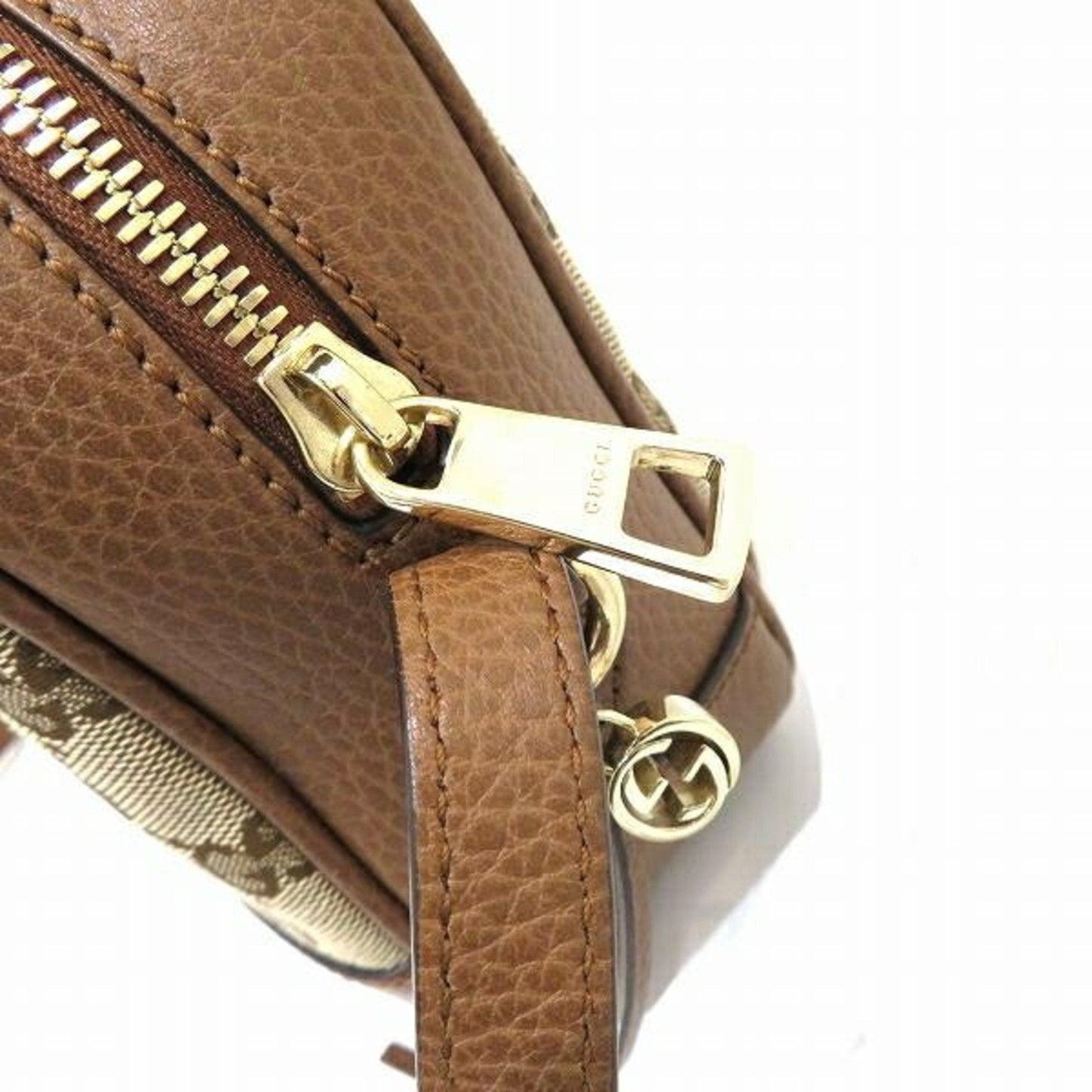 Gucci Brown Gg Canvas Leather Shoulder Bag