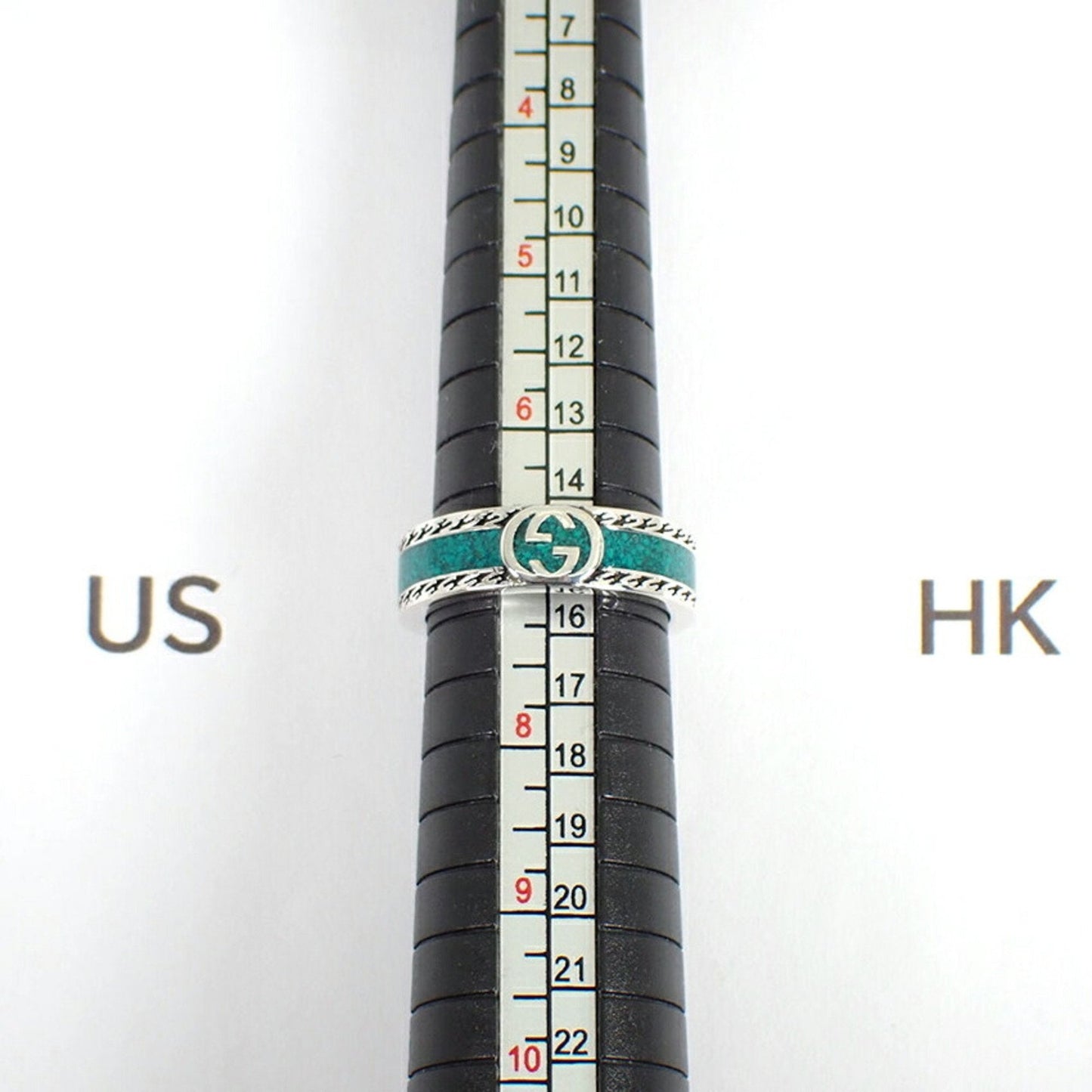 Gucci Silver Turquoise Enamel Sterling Silver 925 Band Ring