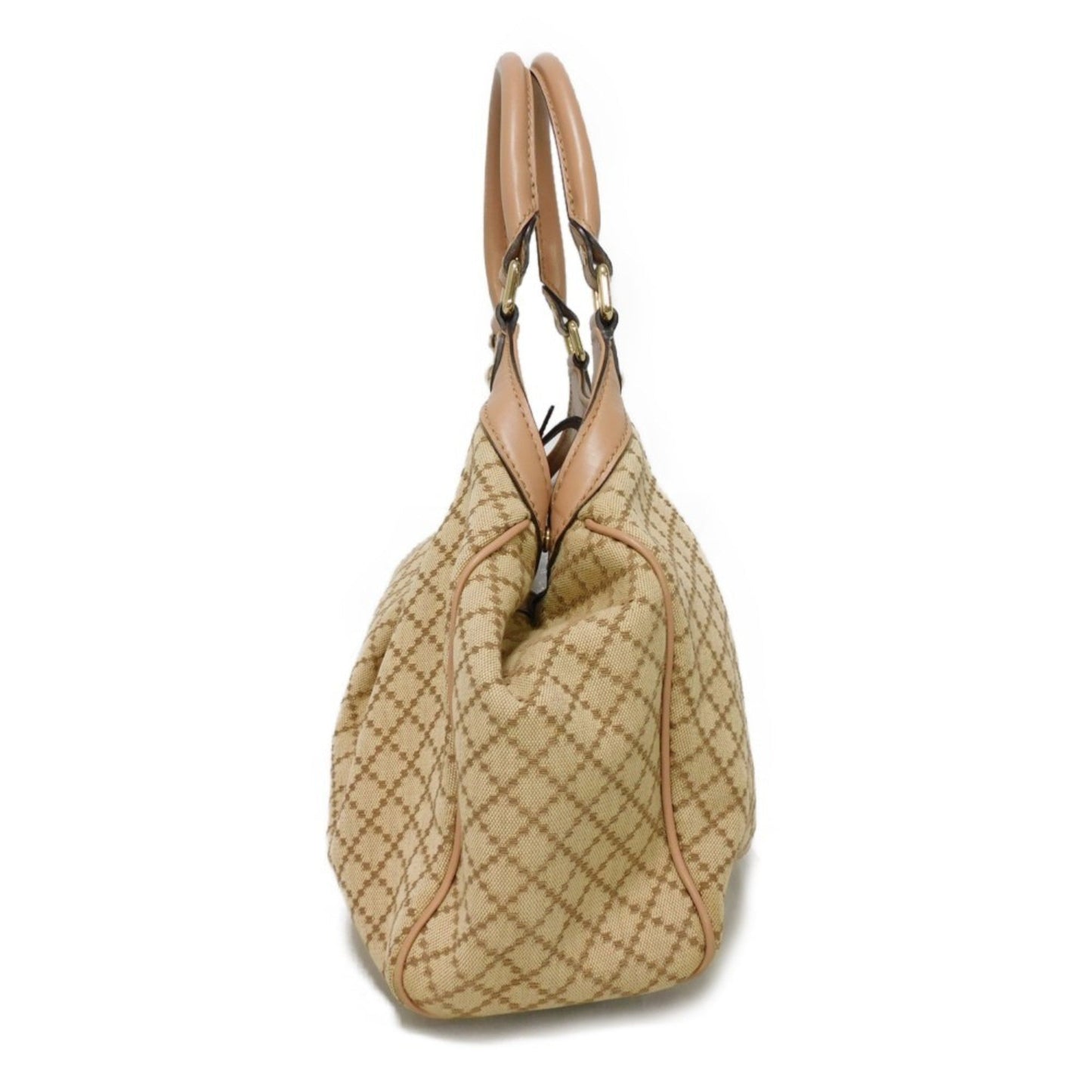 Gucci Beige Canvas Leather Handbag Tote Bag