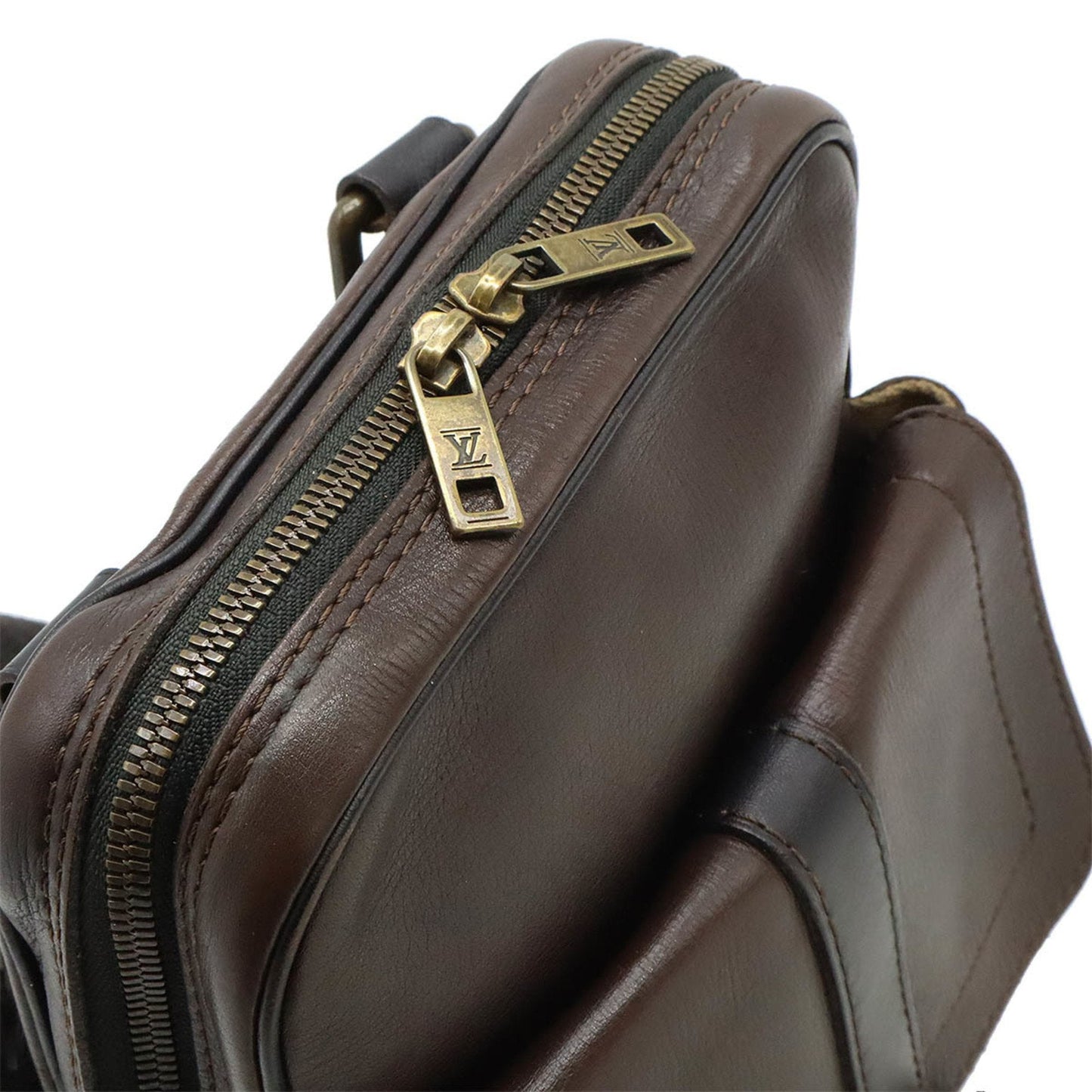 Louis Vuitton Coffee Utah Leather Shoulder Bag