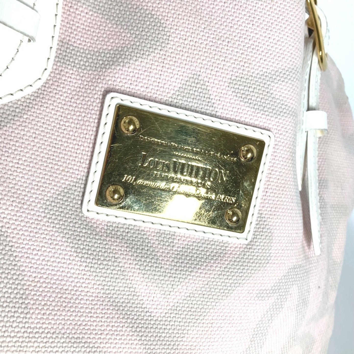 Louis Vuitton Pink White Cotton Shoulder Bag Tote Bag