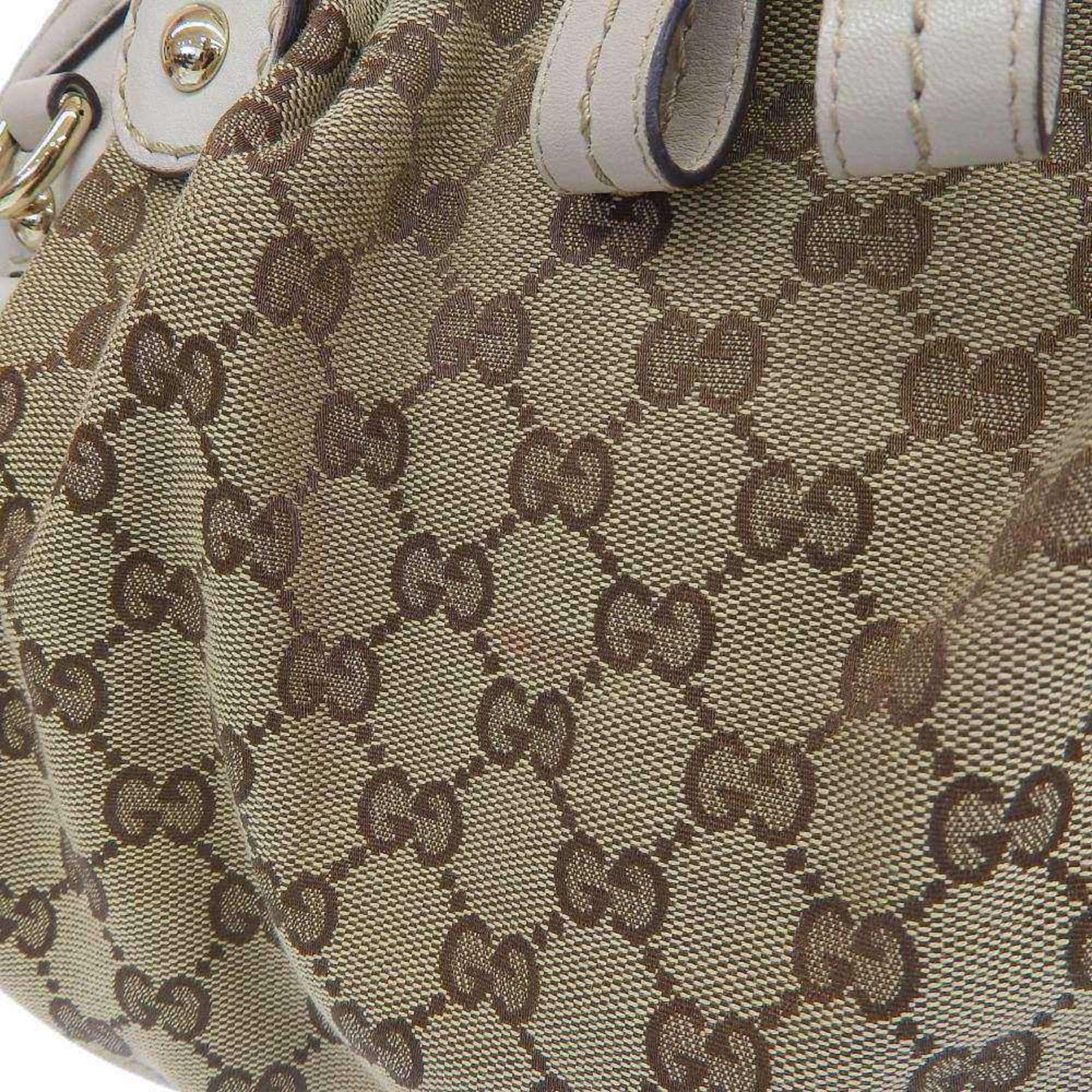 Gucci Gg Canvas Beige Gg Canvas Leather Handbag Tote Bag
