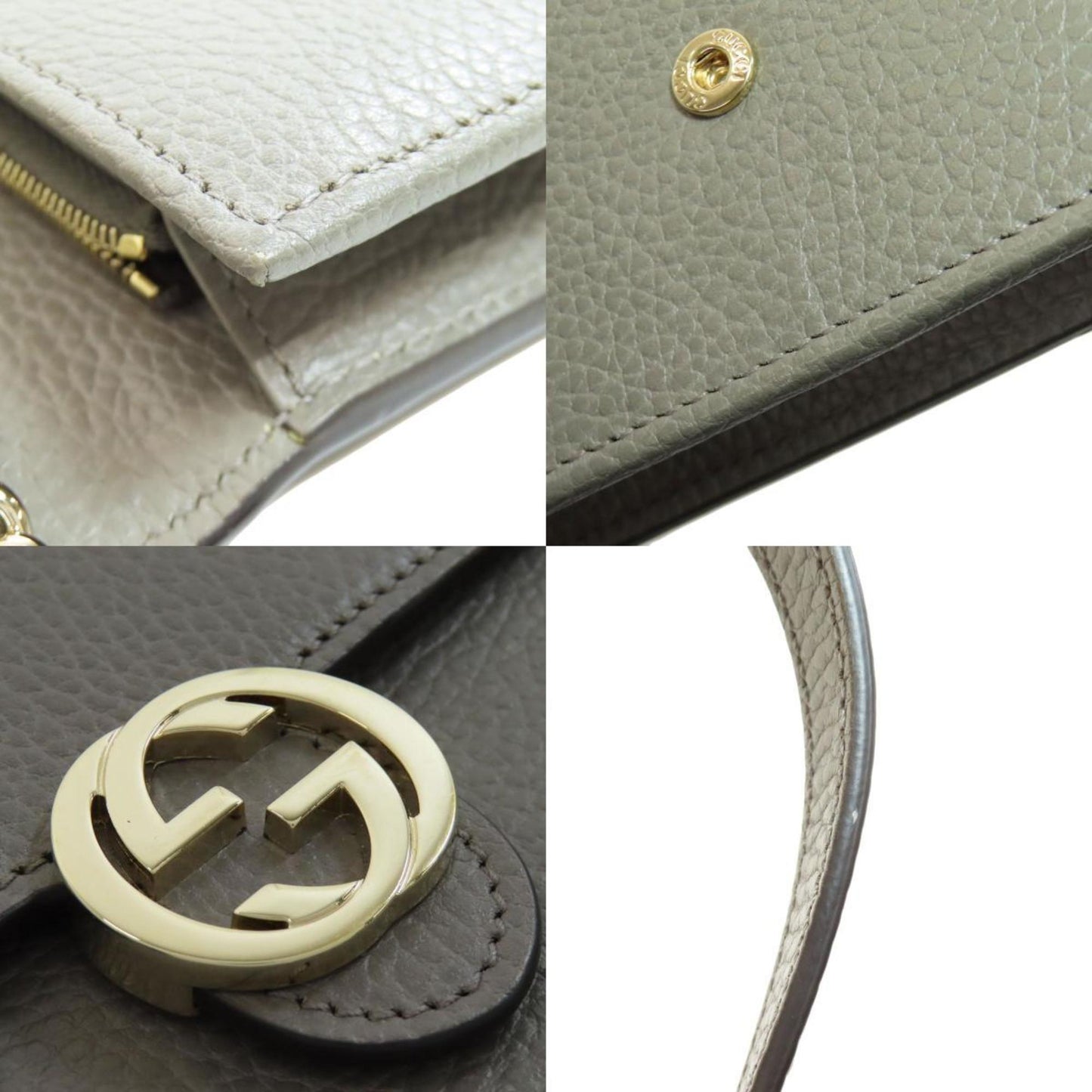 Gucci Gray Leather Chain/Shoulder Wallet