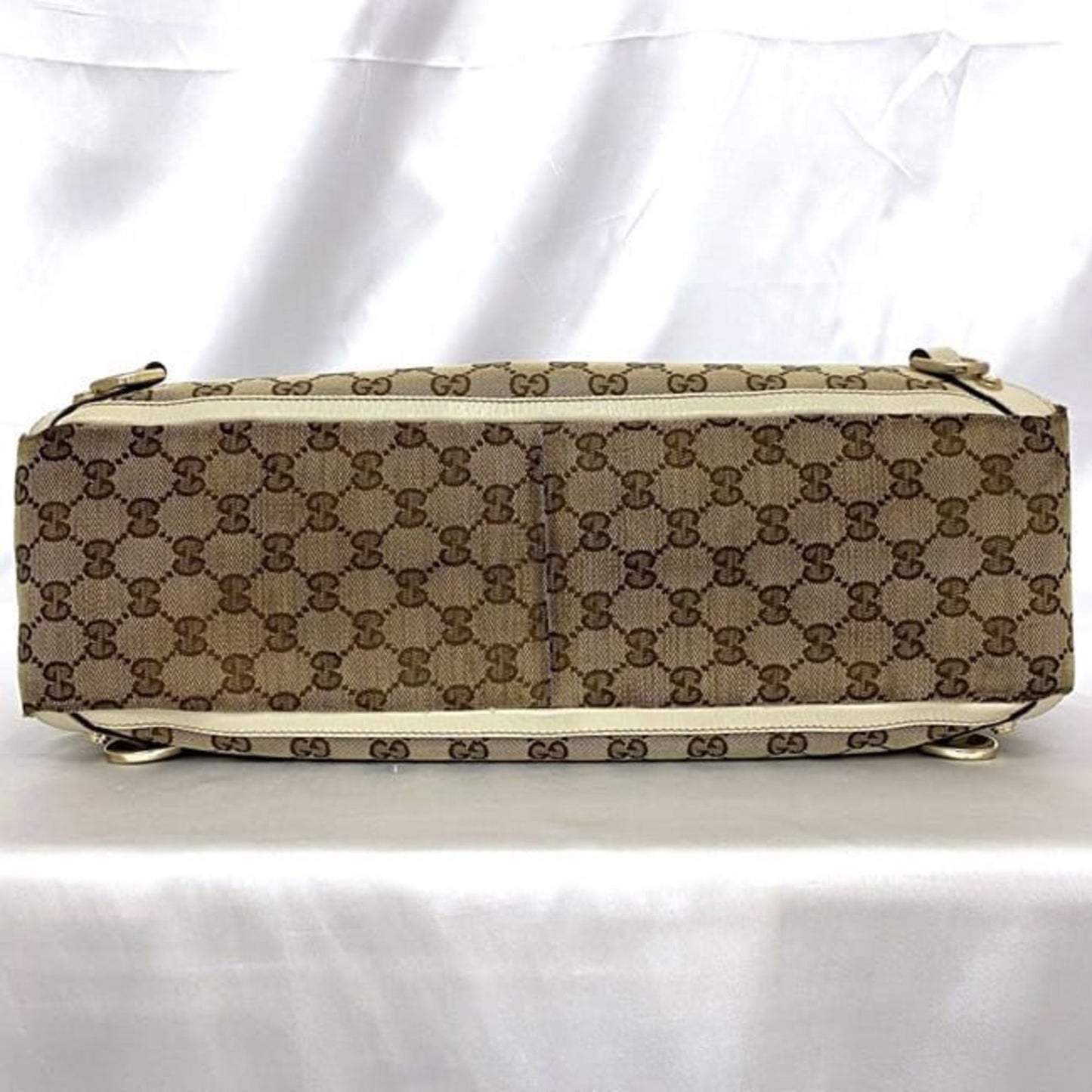Gucci Beige Canvas Leather Tote Bag