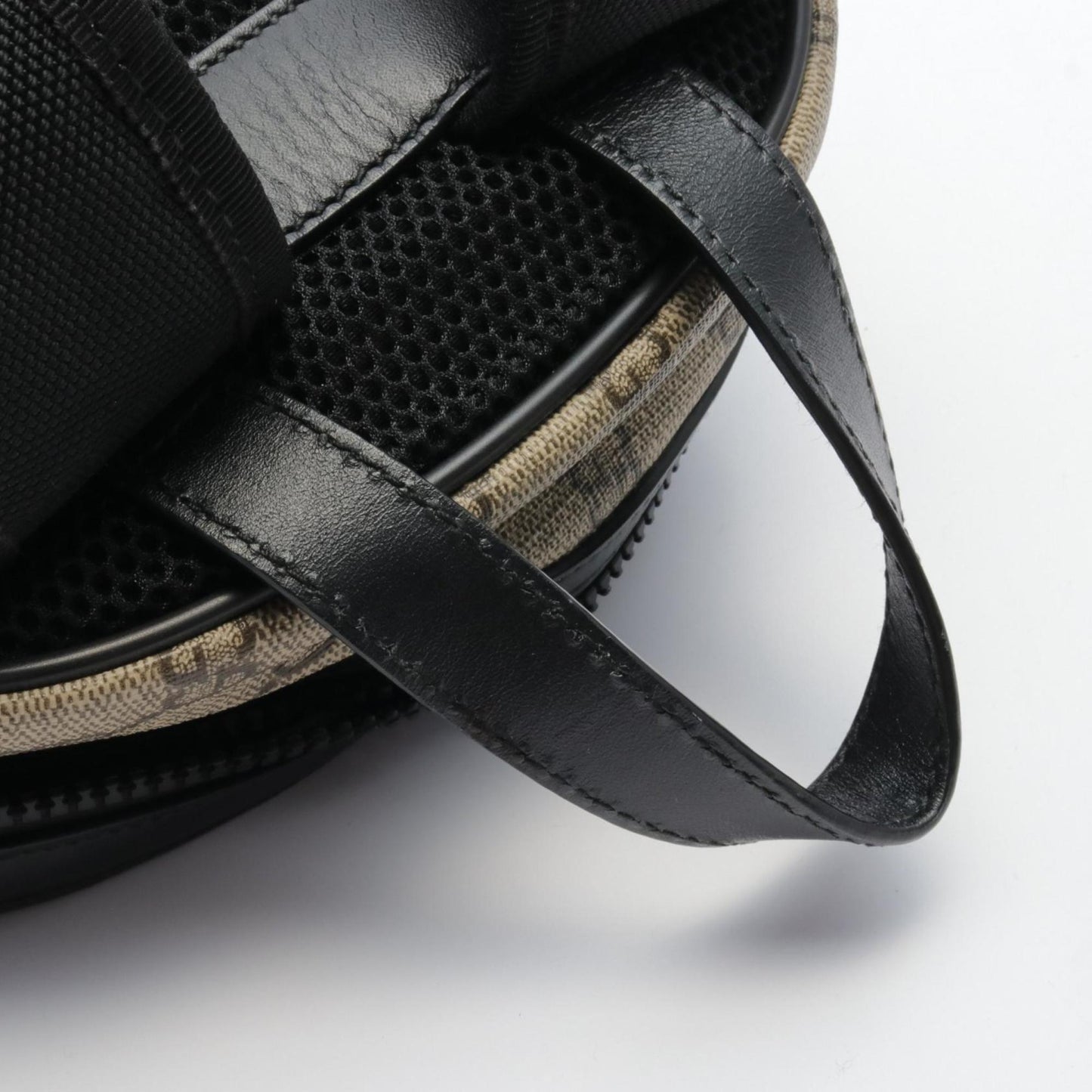 Gucci Beige Black Coated Canvas Leather Backpack