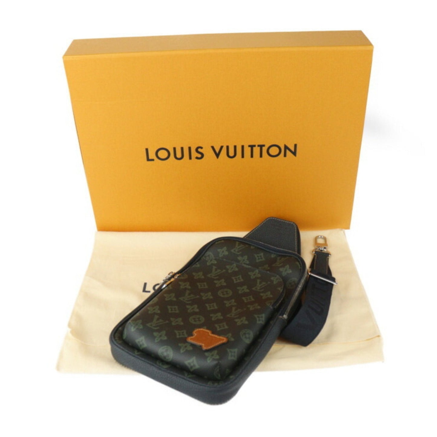 Louis Vuitton Dark Green Monogram Canvas Leather Pouch Shoulder Bag Sling Bag