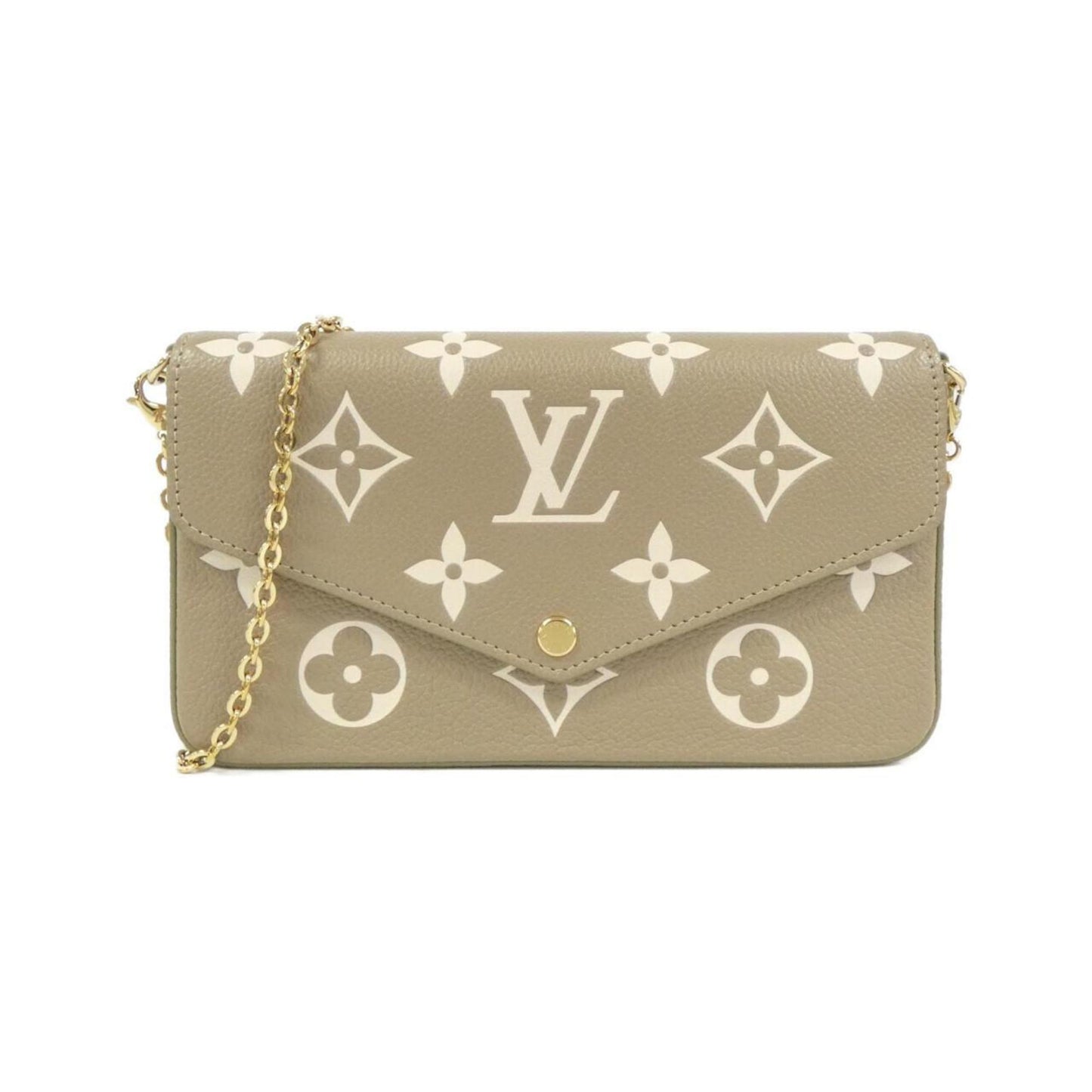Louis Vuitton Cream Khaki Leather Pochette Shoulder Bag ()