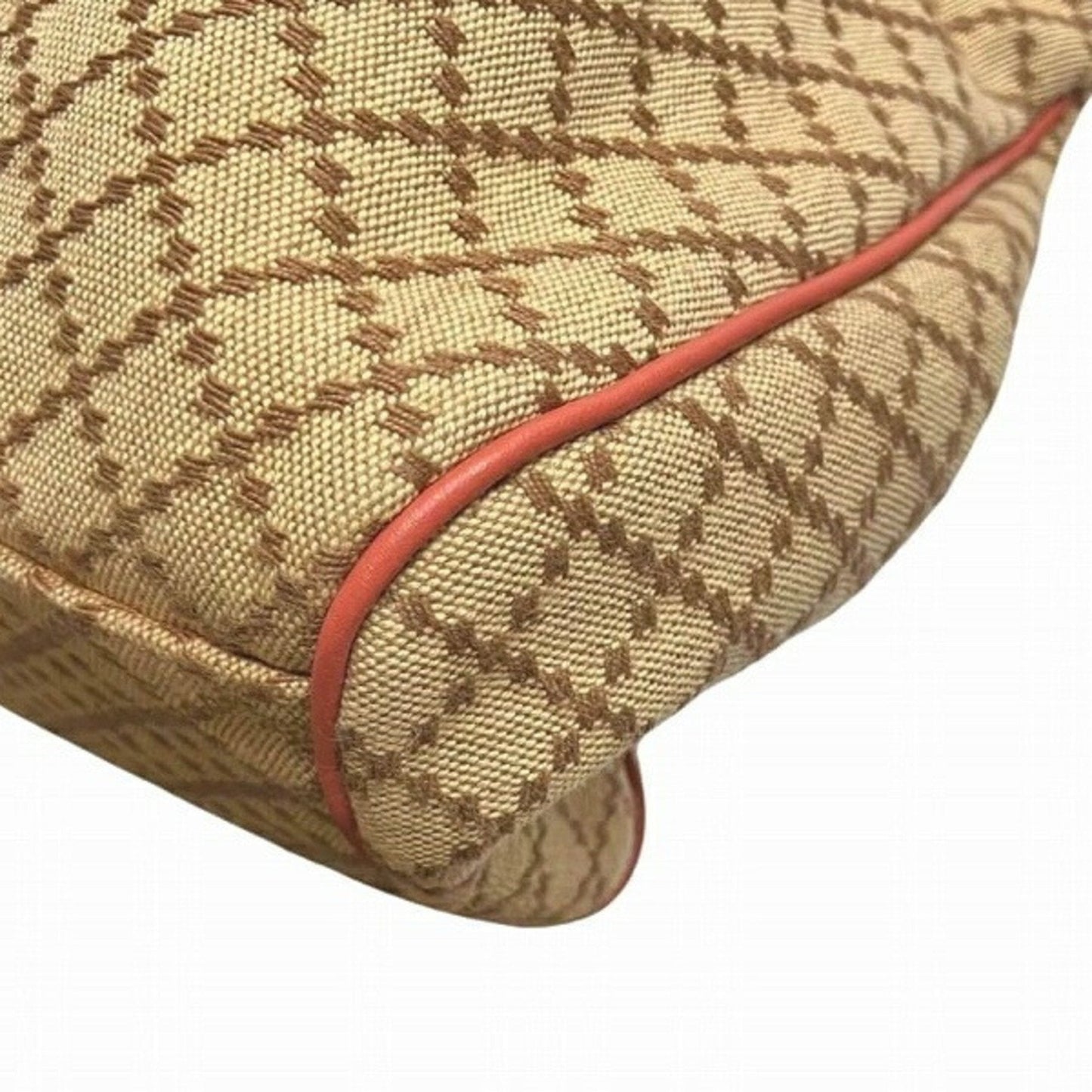 Gucci Beige Pink Canvas Leather Handbag
