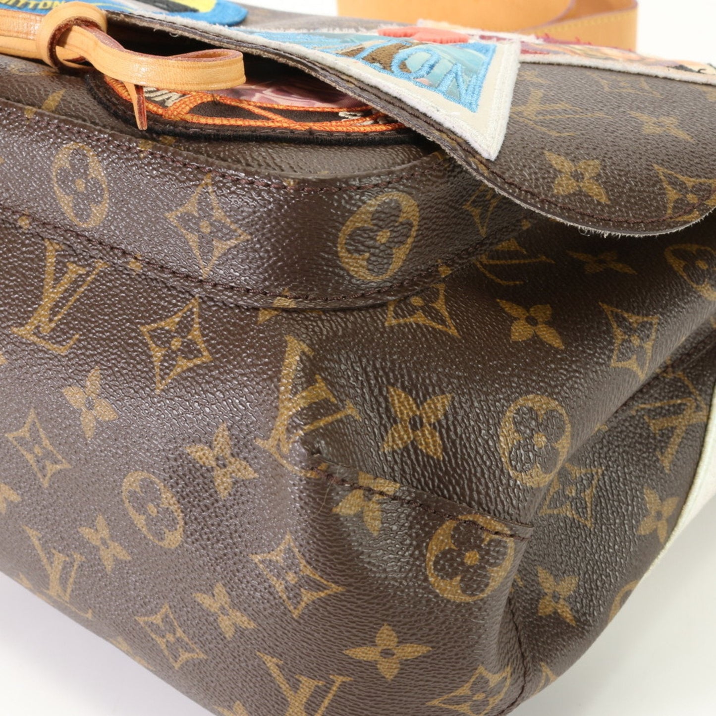 Louis Vuitton Monogram Brown Leather Coated Canvas Shoulder Bag