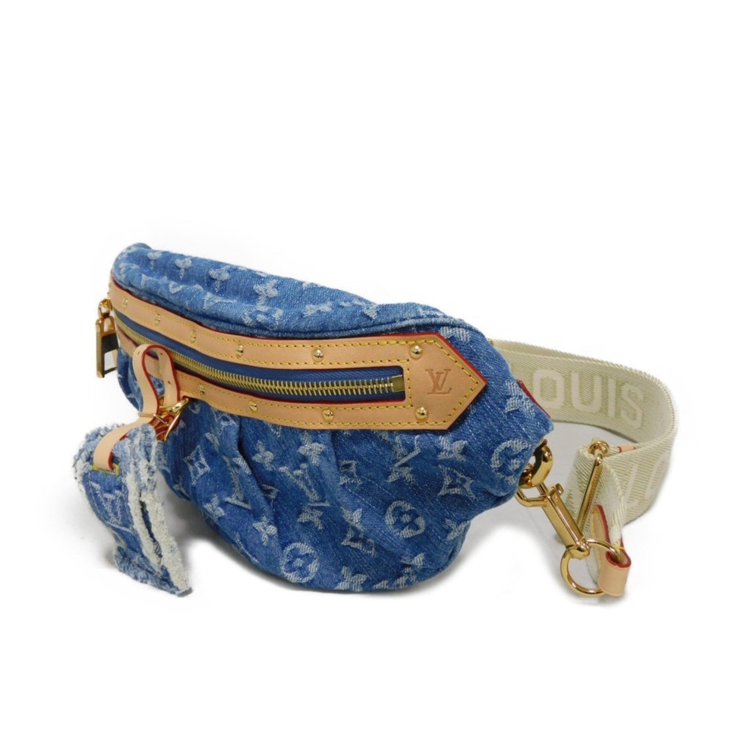 Louis Vuitton Blue Monogram Denim Canvas Leather Shoulder Bag Sling Bag