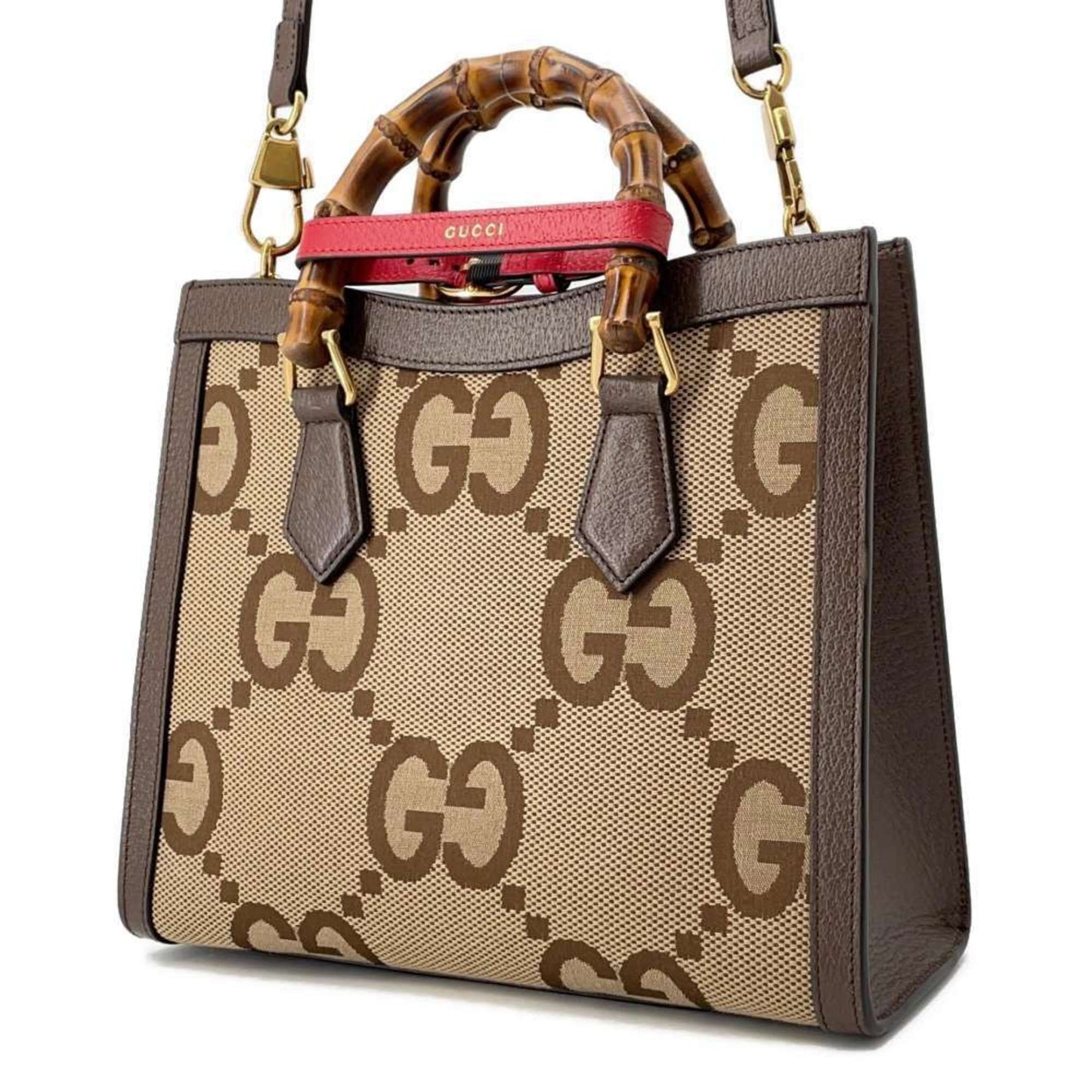 Gucci Beige Brown Canvas Leather Shoulder Bag Tote Bag