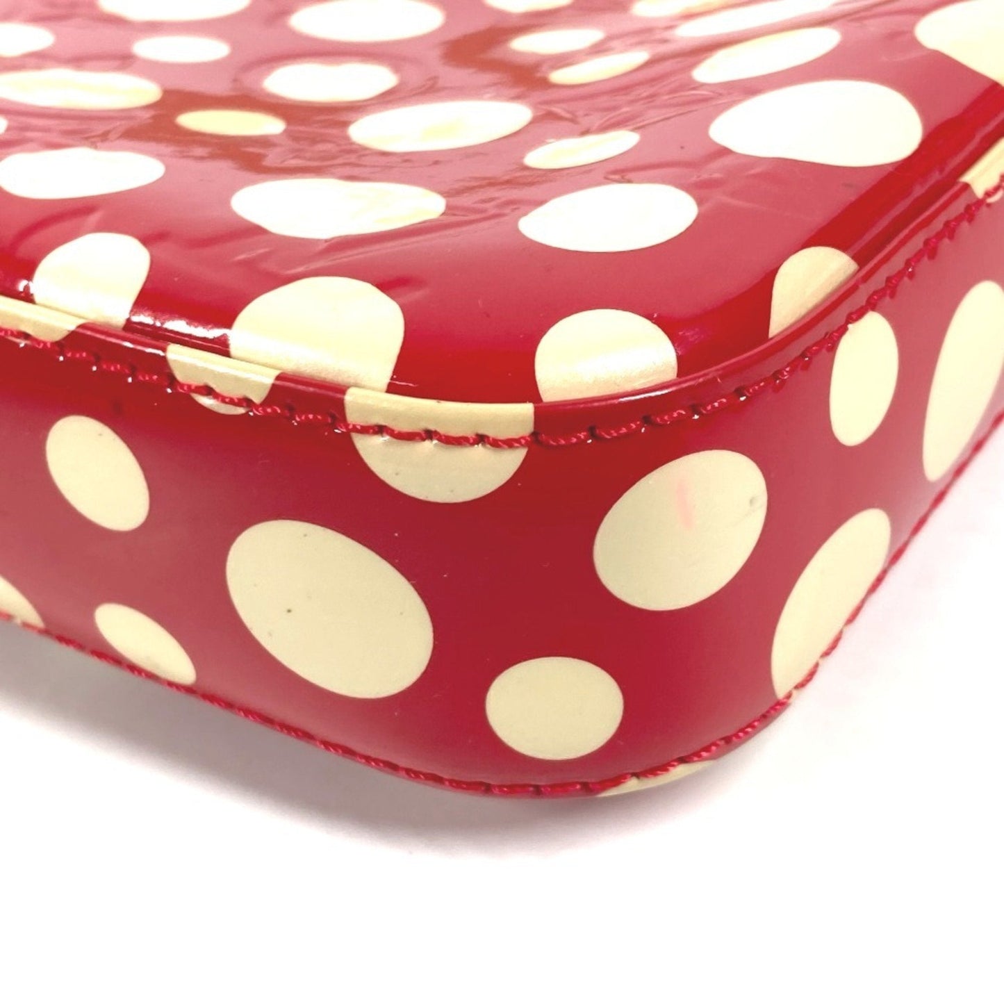 Louis Vuitton Red Color White Patent Leather Pochette Pouch Shoulder Bag