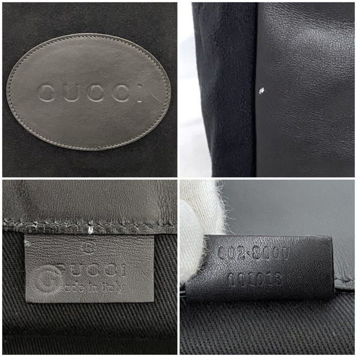 Gucci Black Suede Leather Handbag Tote Bag