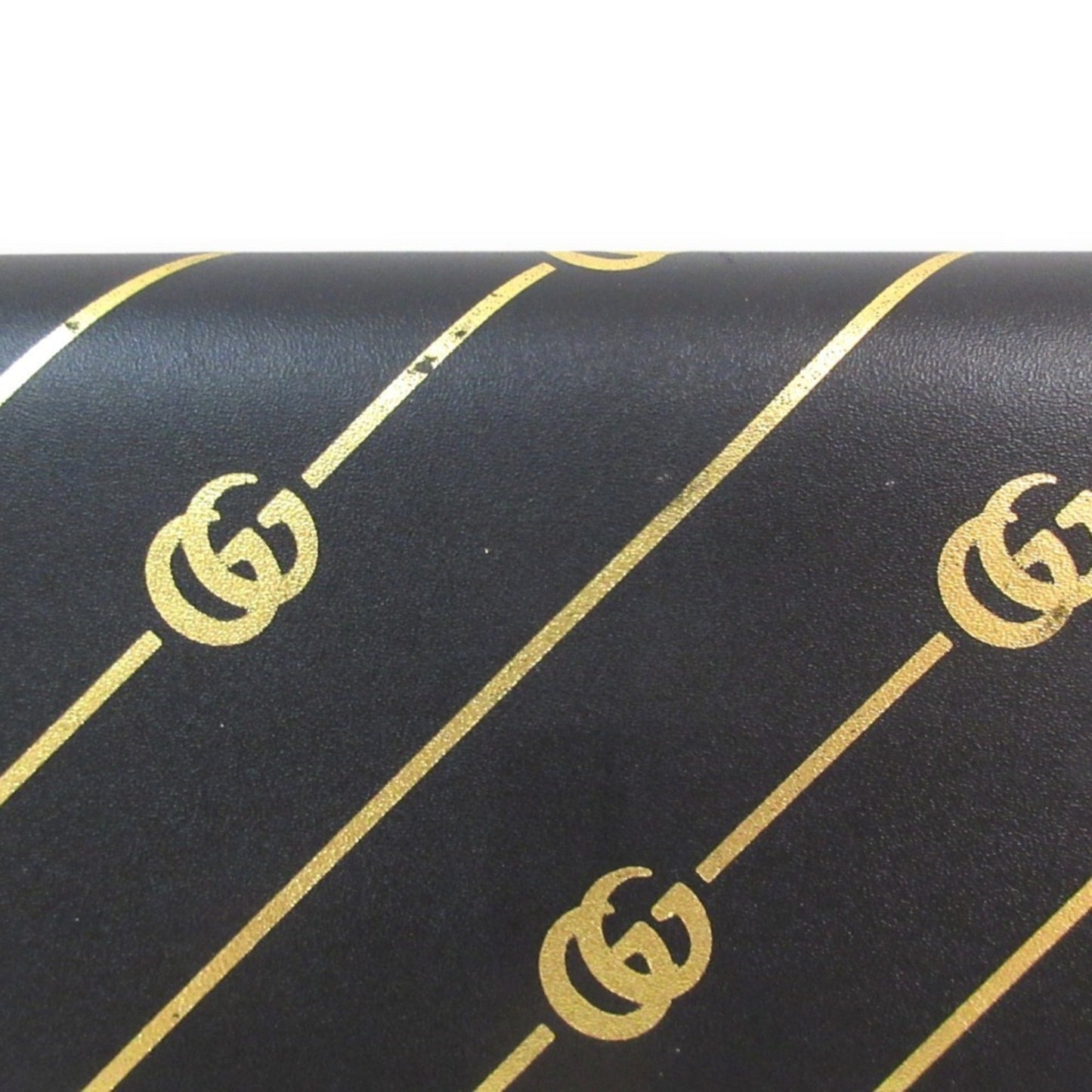 Gucci Black Gold Leather Wallet (Tri-Fold)