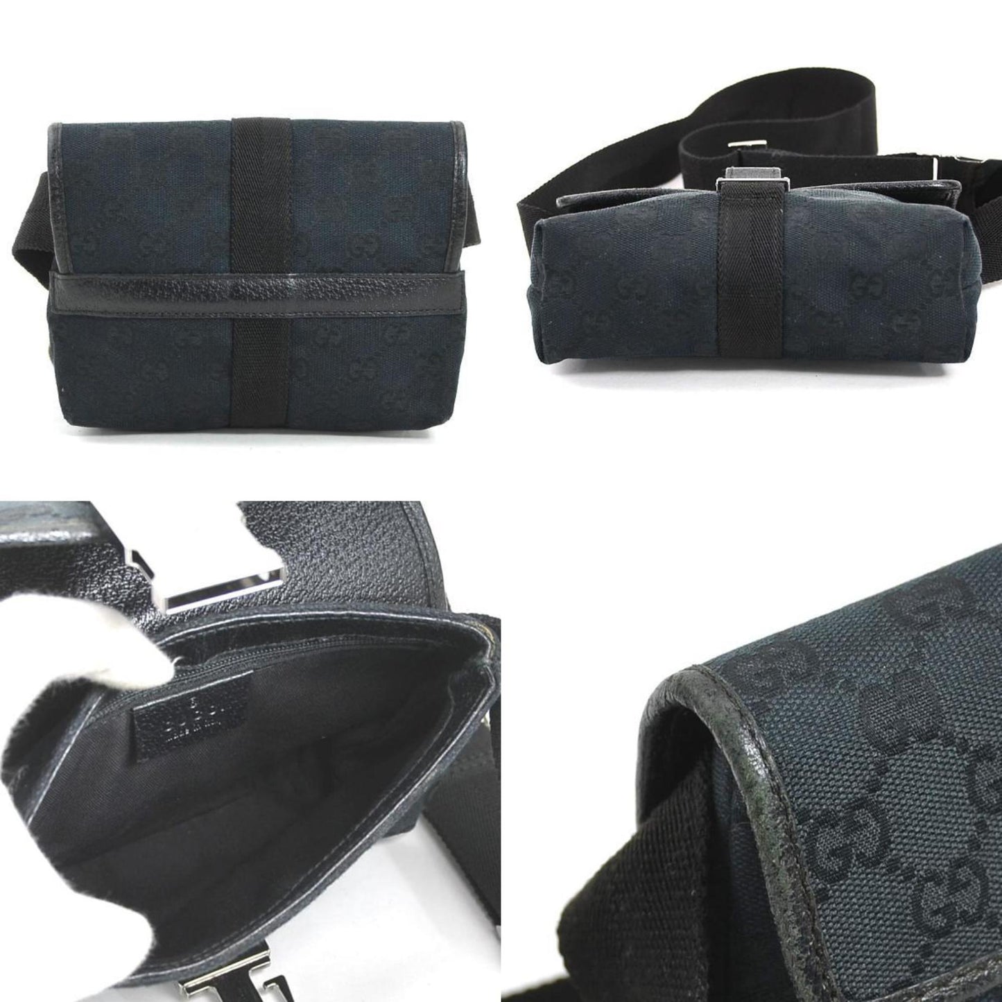 Gucci Black Gg Canvas Shoulder Bag