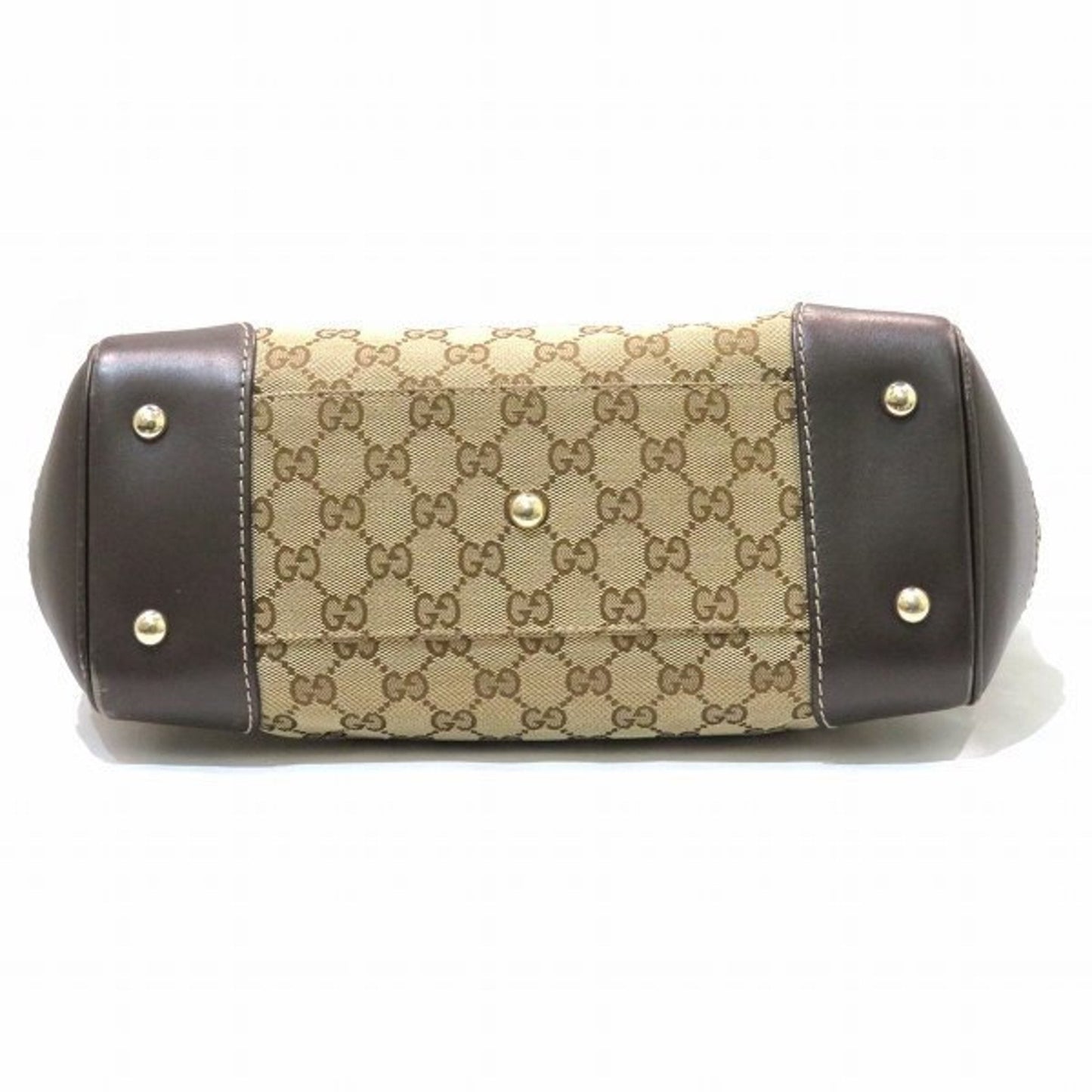 Gucci Brown Leather Canvas Handbag