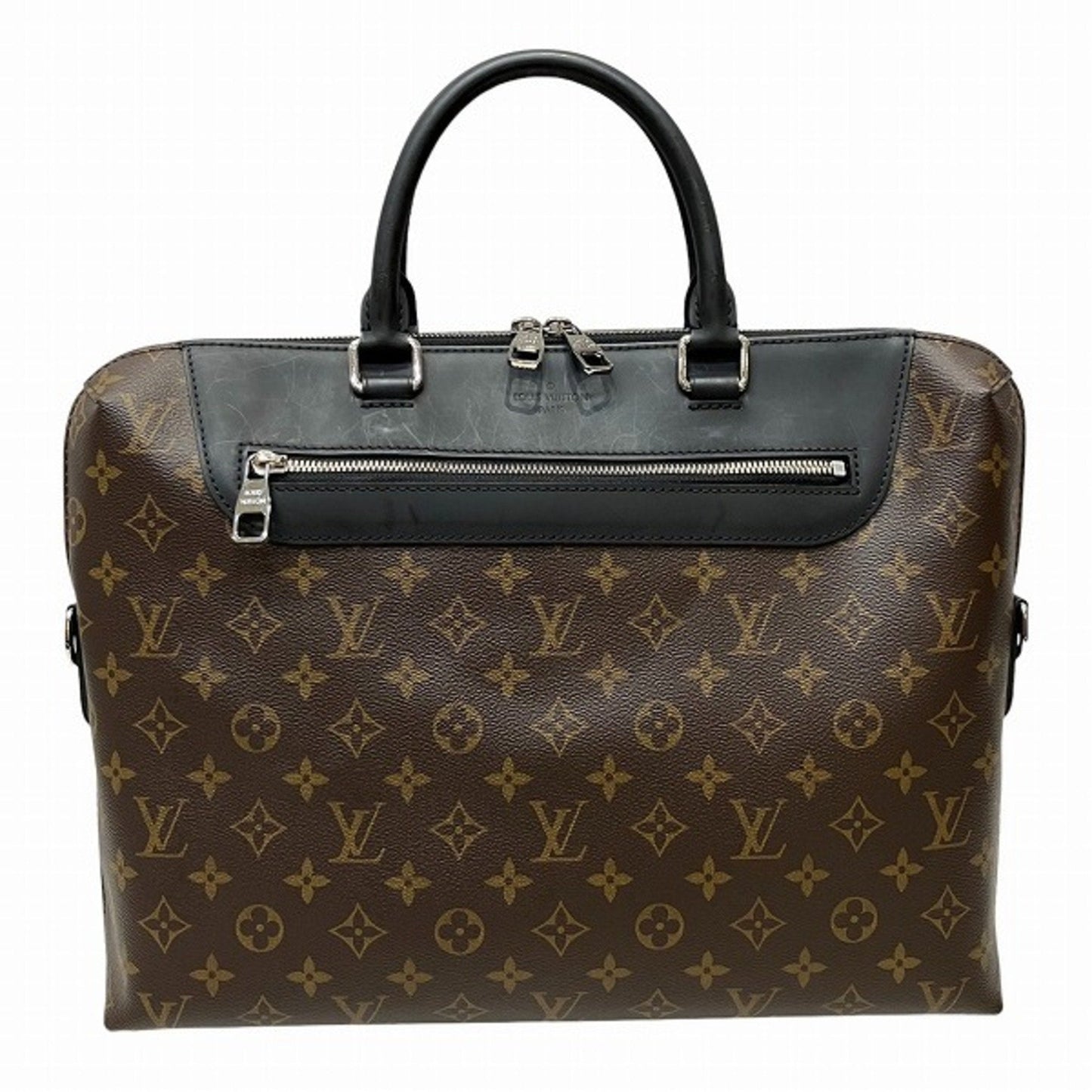 Louis Vuitton Black Brown Leather Handbag Shoulder Bag ()