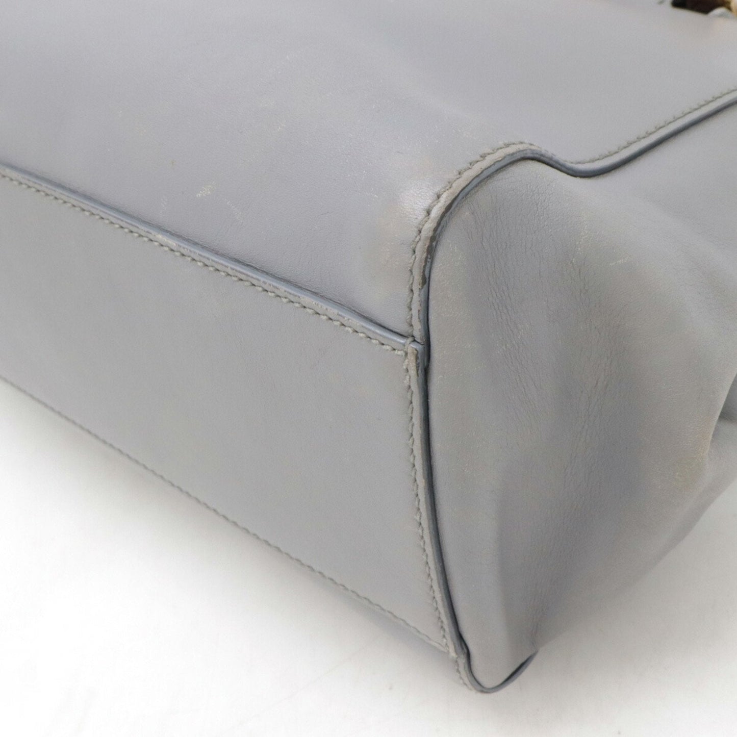Gucci Bamboo Gray Bamboo Leather Artificial Pearl Handbag Shoulder Bag