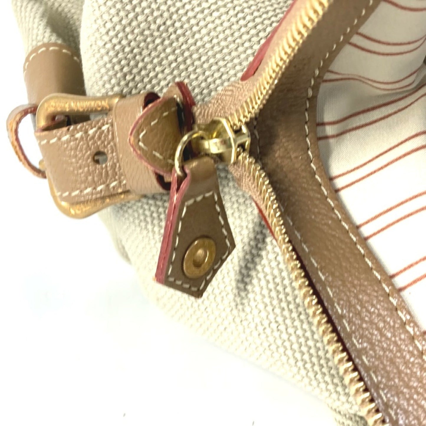 Louis Vuitton Beige Canvas Leather Handbag Shoulder Bag