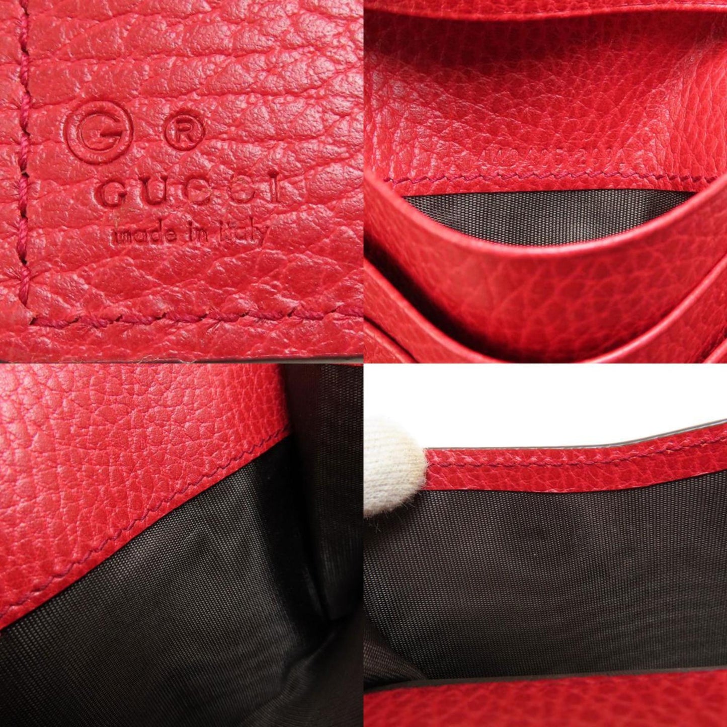 Gucci Red Color Leather Wallet (Bi-Fold)
