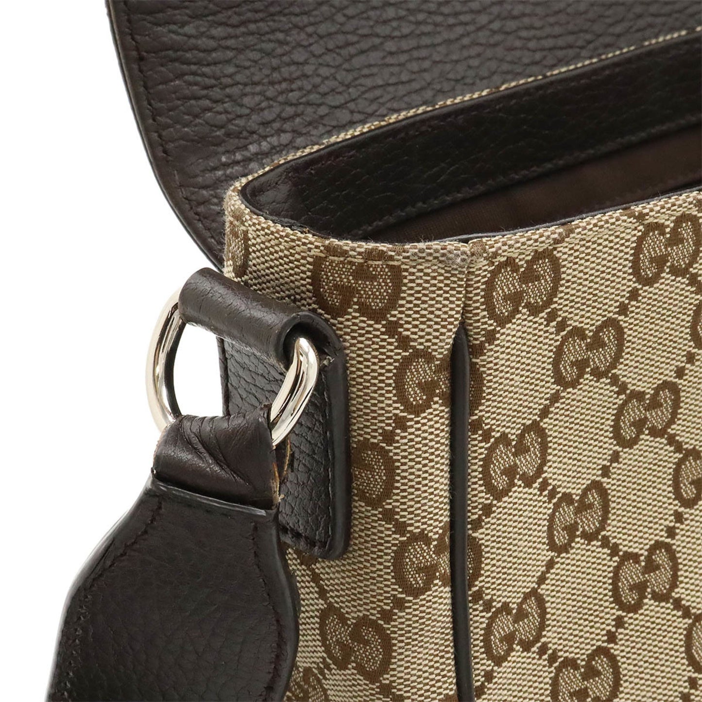 Gucci Dark Brown Canvas Leather Shoulder Bag