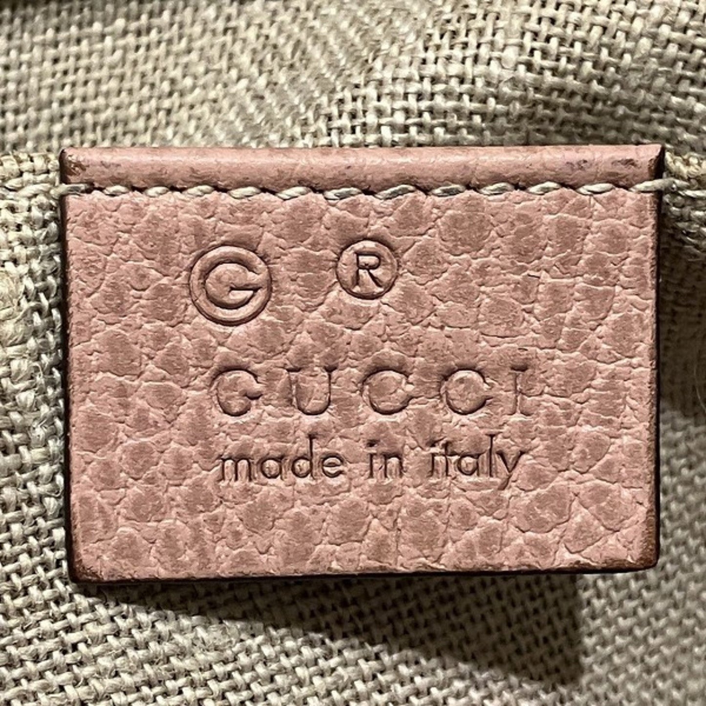 Gucci Beige Pink Canvas Leather Shoulder Bag