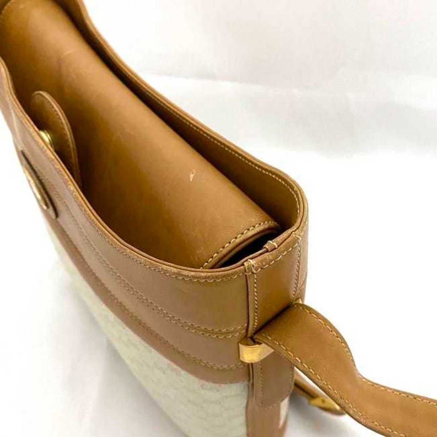 Gucci Beige Brown Gold Pvc Leather Shoulder Bag