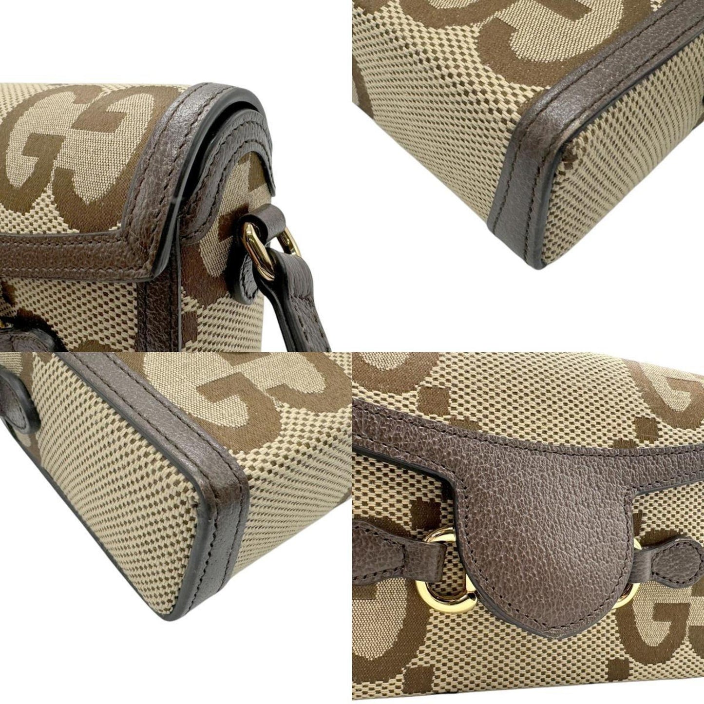 Gucci Brown Canvas Leather Shoulder Bag