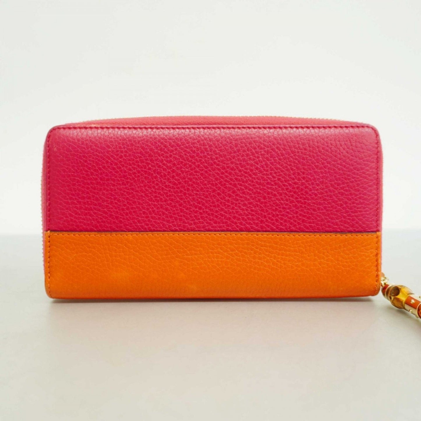 Gucci Orange Pink Leather Long Wallet (Bi-Fold)