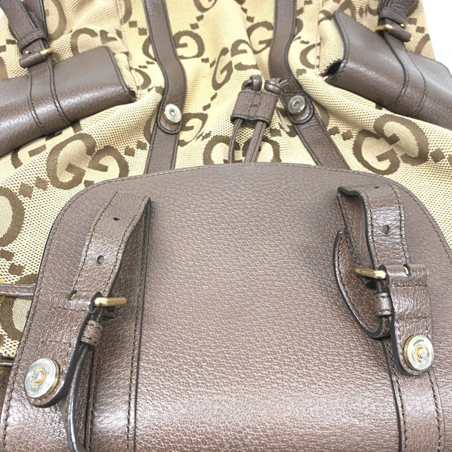 Gucci Brown Canvas Leather Backpack
