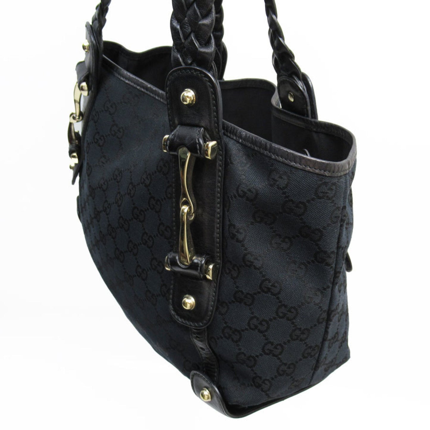 Gucci Black Canvas Leather Handbag